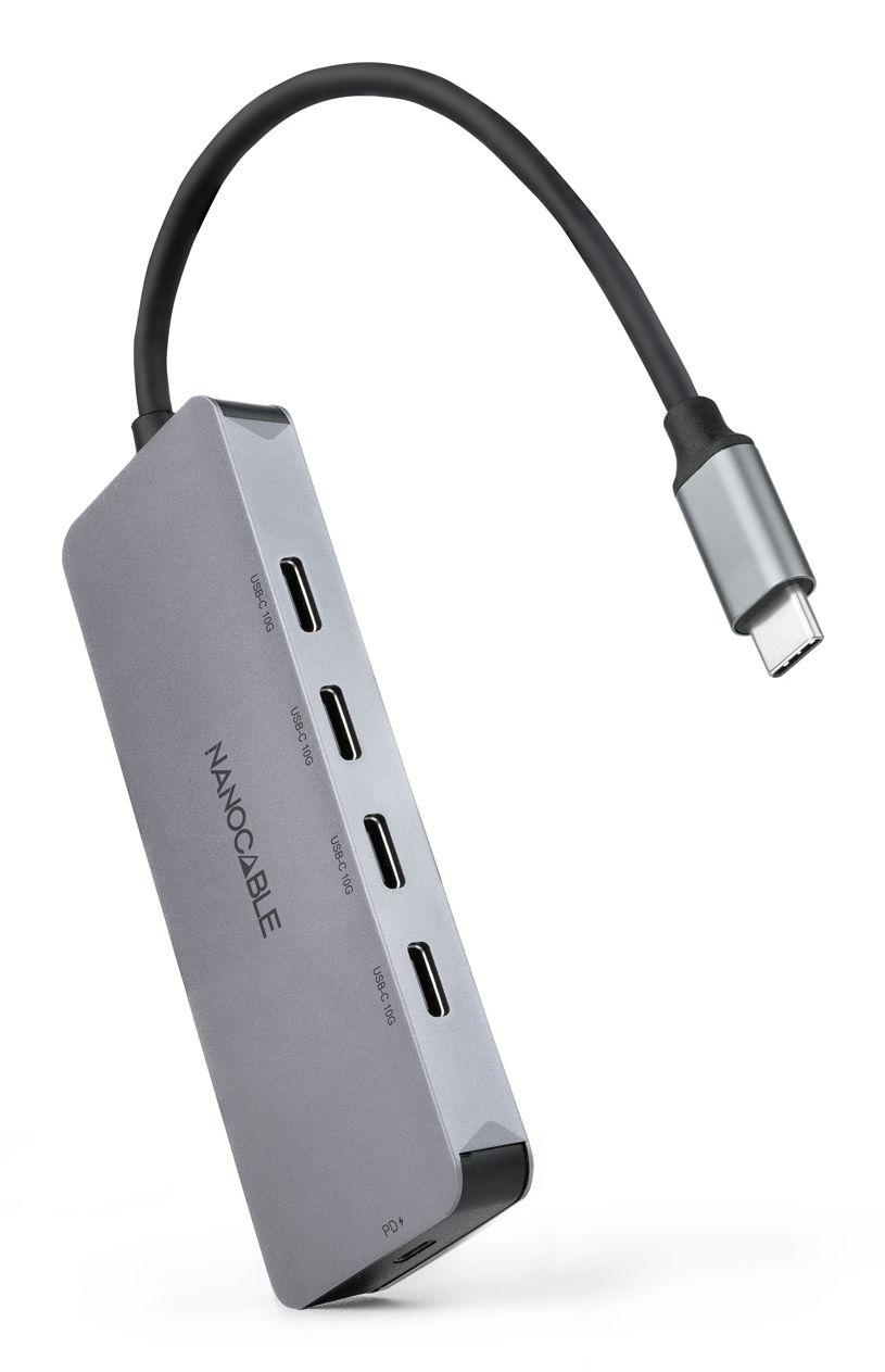 Hub USB-C NANOCABLE 10.16.4505 (0,1 m - Cinzento)
