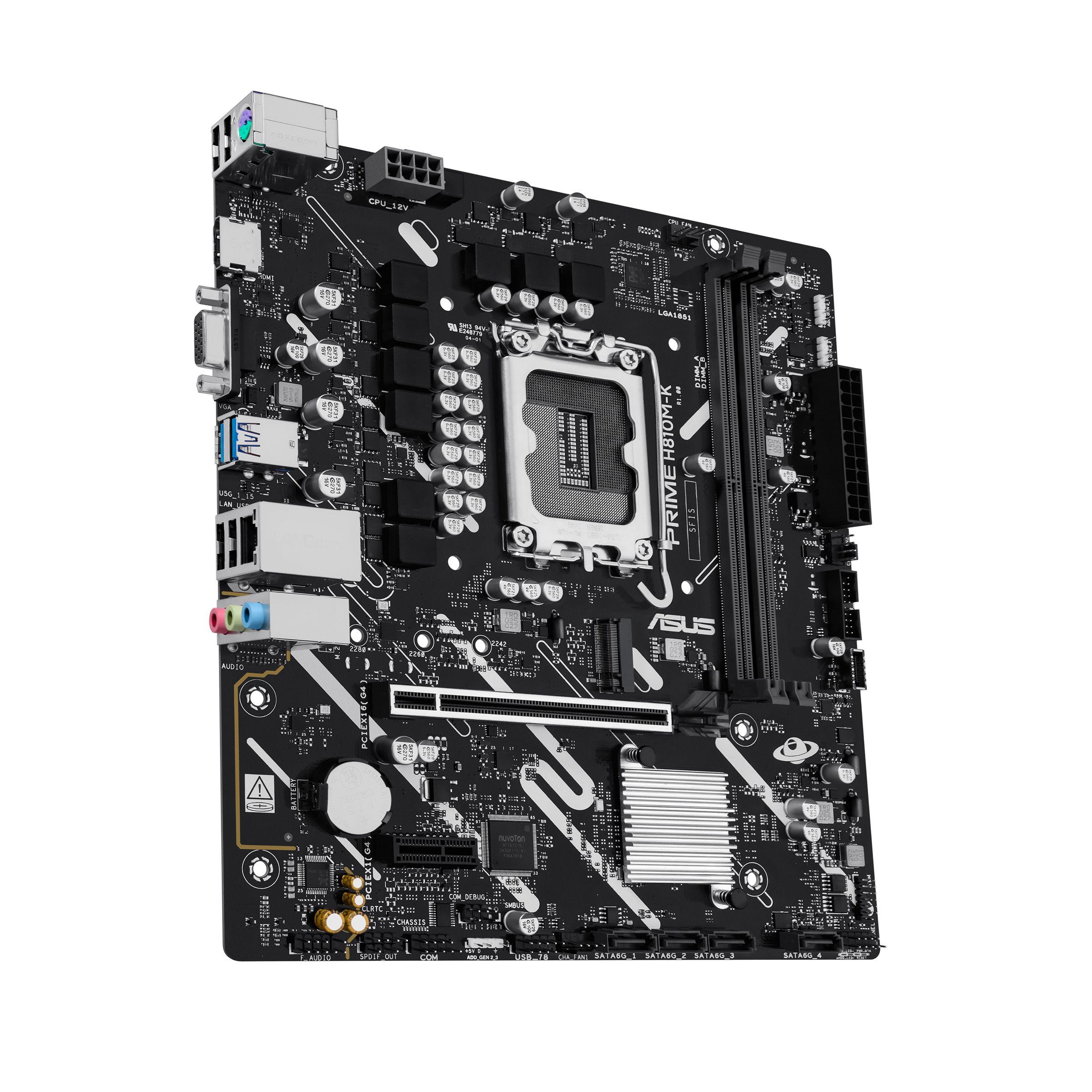 Motherboard ASUS PRIME H810M-K (LGA 1851 (Socket V1) - Intel Core Ultra Série 2 - micro-ATX - Preto), miniatura 3