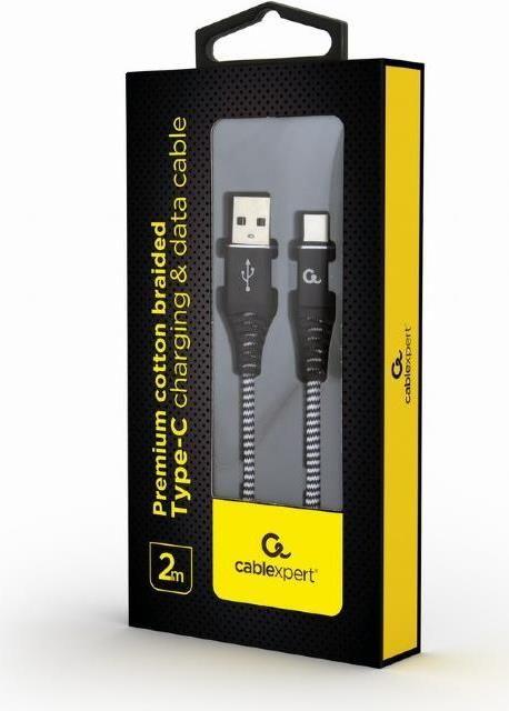Cabo USB GEMBIRD CC-USB2B-AMCM-2M-BW (USB 2.0 - USB-A para USB-C)