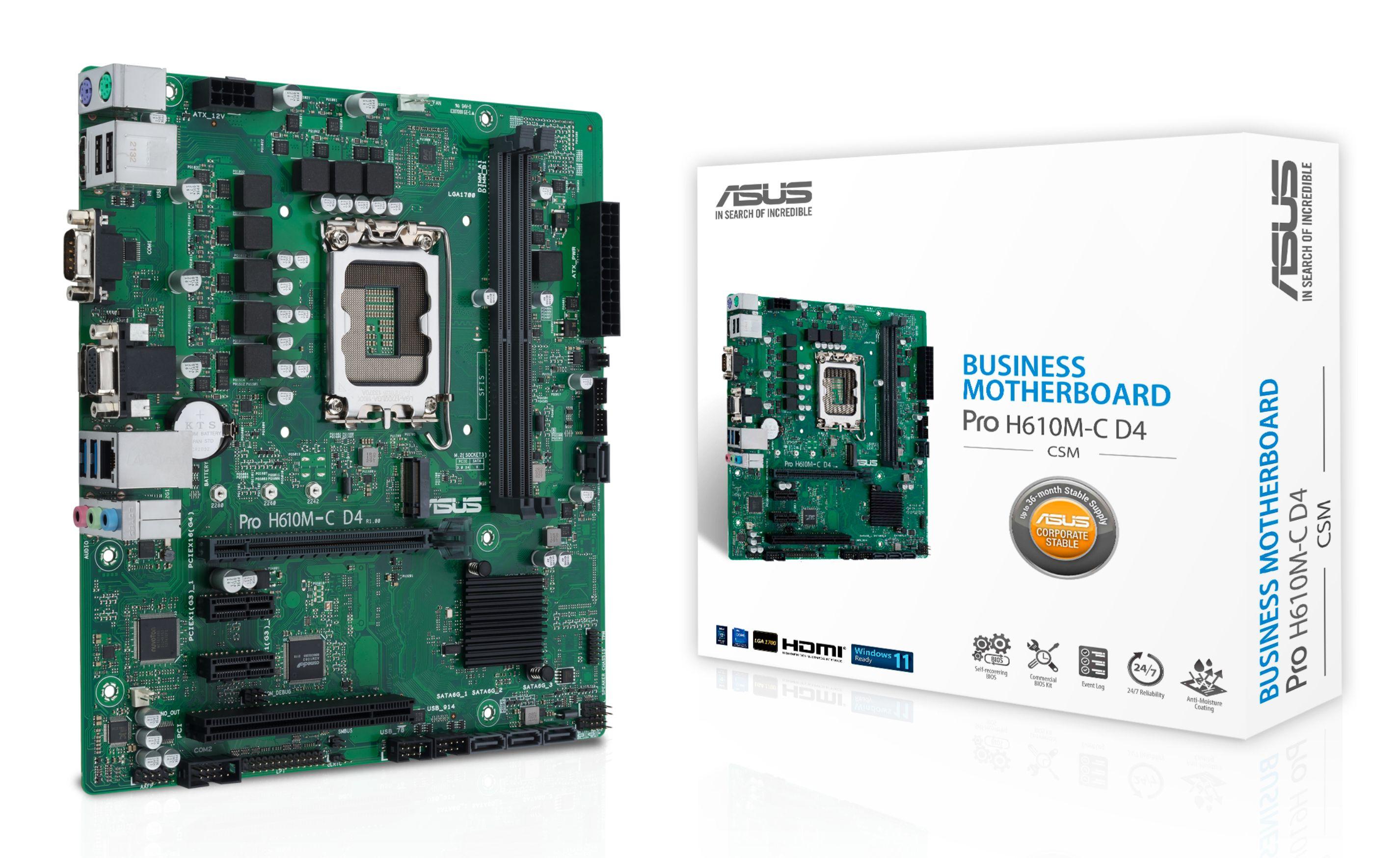 Motherboard ASUS PRO H610M-C D4-CSM (LGA 1700 - micro ATX - DDR4-SDRAM) — imagem 1