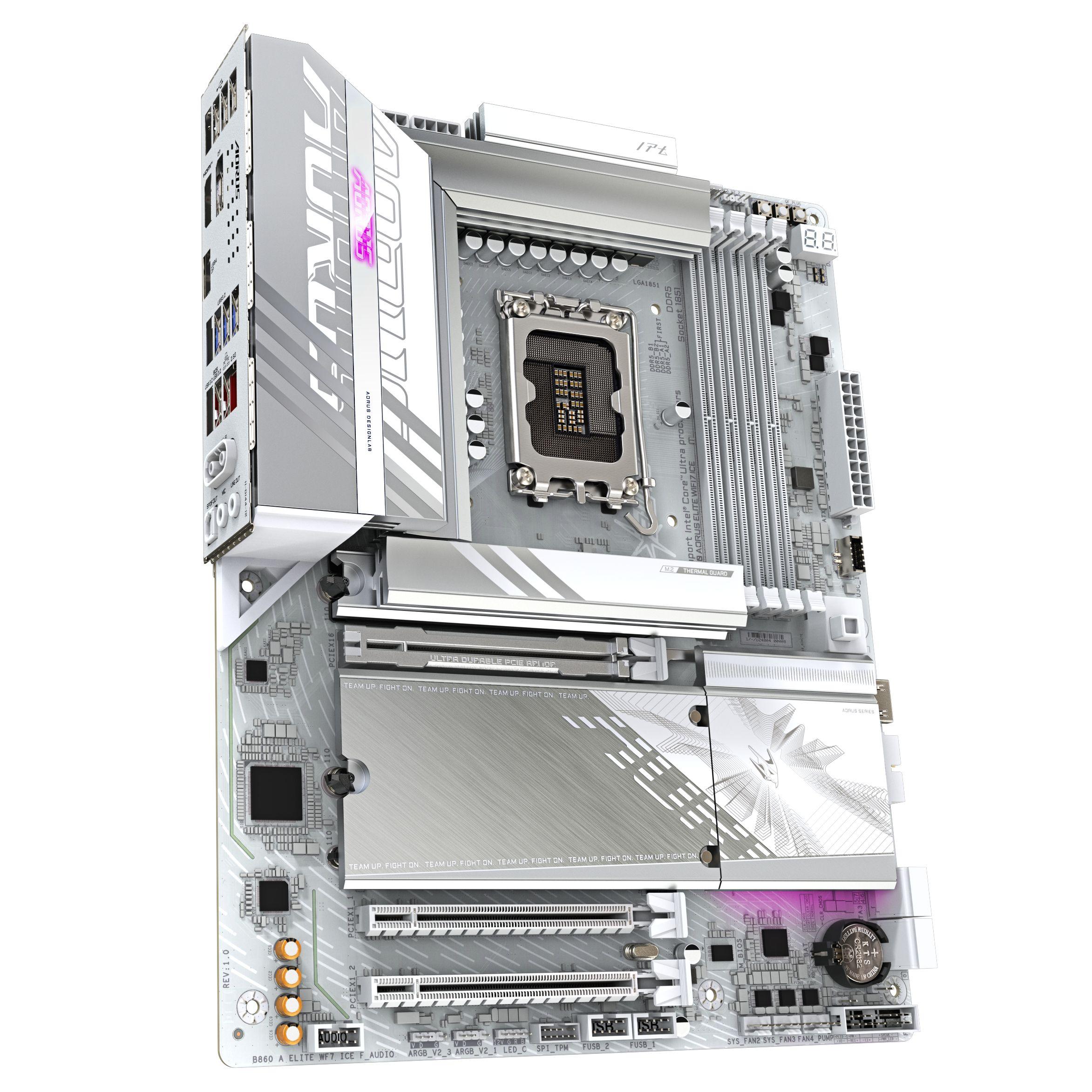 Motherboard GIGABYTE B860 AORUS ELITE WIFI7 ICE (LGA 1851 (Socket V1) - ATX - Duplo canal - Branco) — miniatura 3