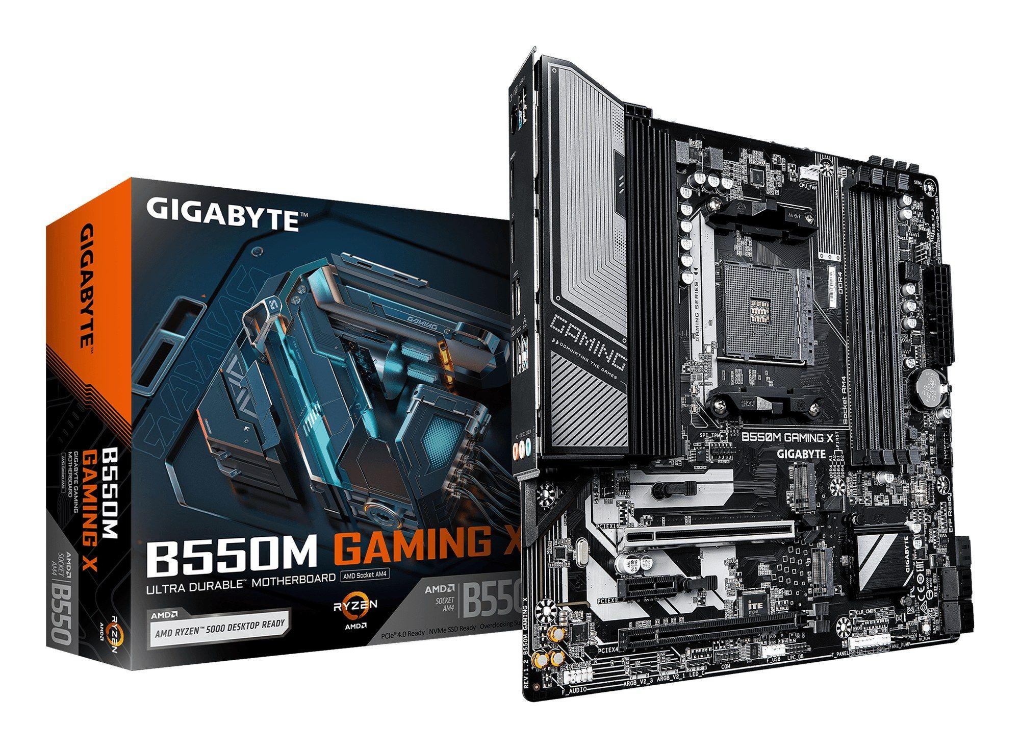 Motherboard GIGABYTE B550M GAMING X (AM4 - Micro ATX - Duplo canal - Castanho escuro)