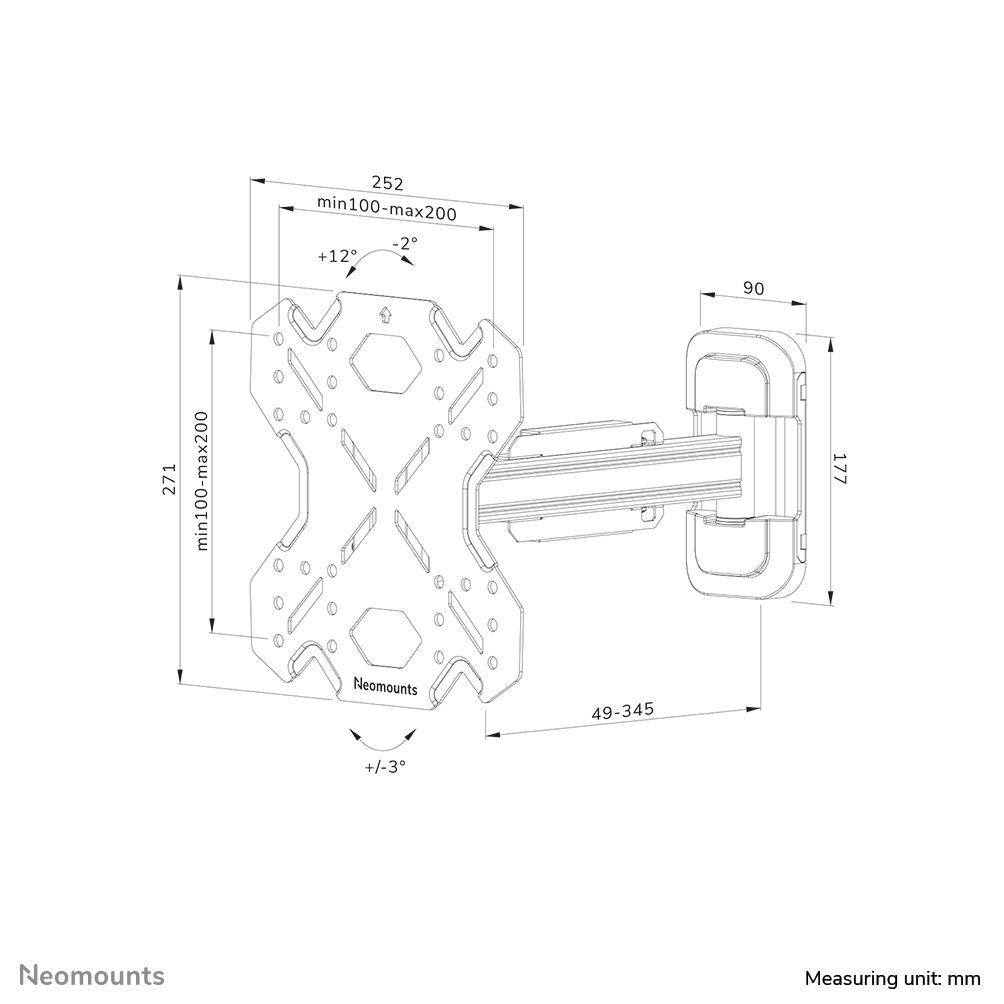 Suporte de Parede para TV NEOMOUNTS WL40S-840BL12 (200 x 200 mm - 100 x 100 mm - 139,7 cm - Preto), miniatura 16