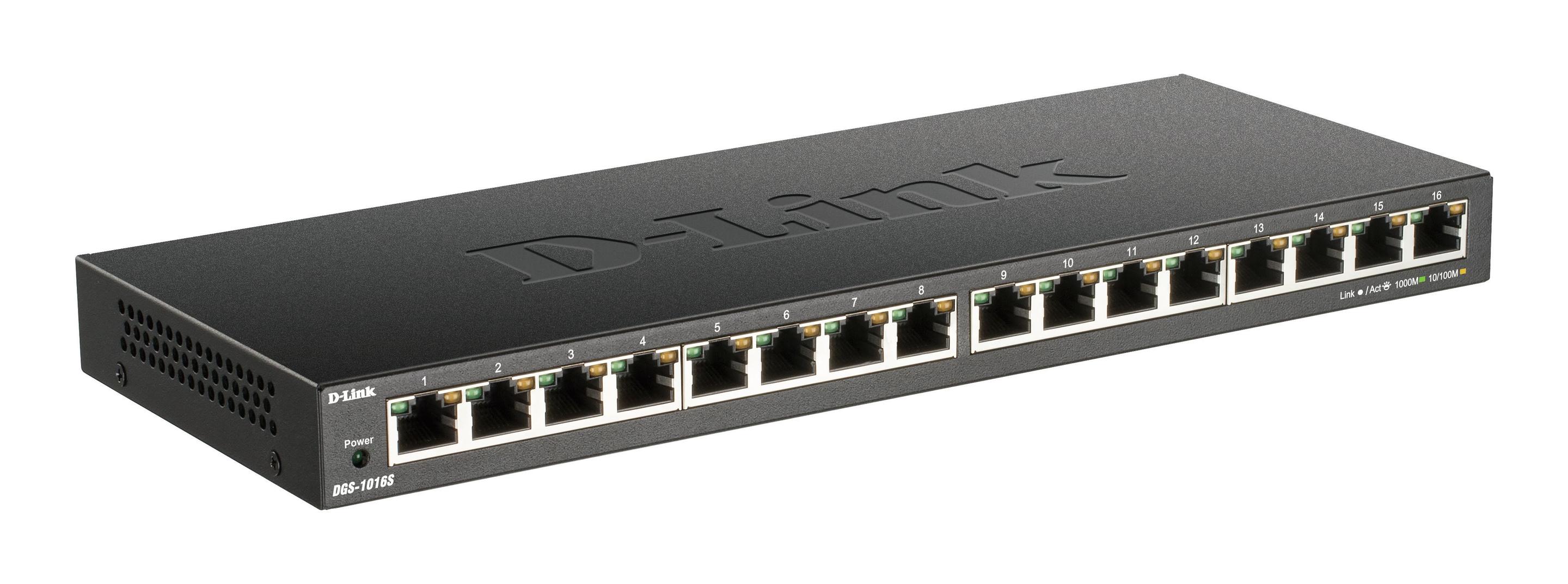 Switch D-LINK DGS-1016S/E (Gigabit Ethernet - 0,512 MB - 32 Gbit/s - Preto)