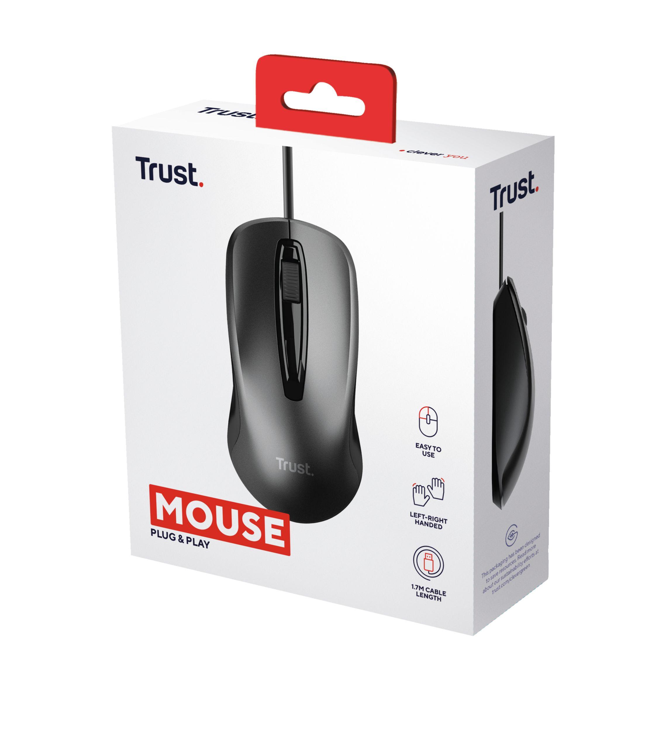 Rato TRUST Basic 24657 (Ambidestro - 1200 DPI - Ótico - Preto) — miniatura 5