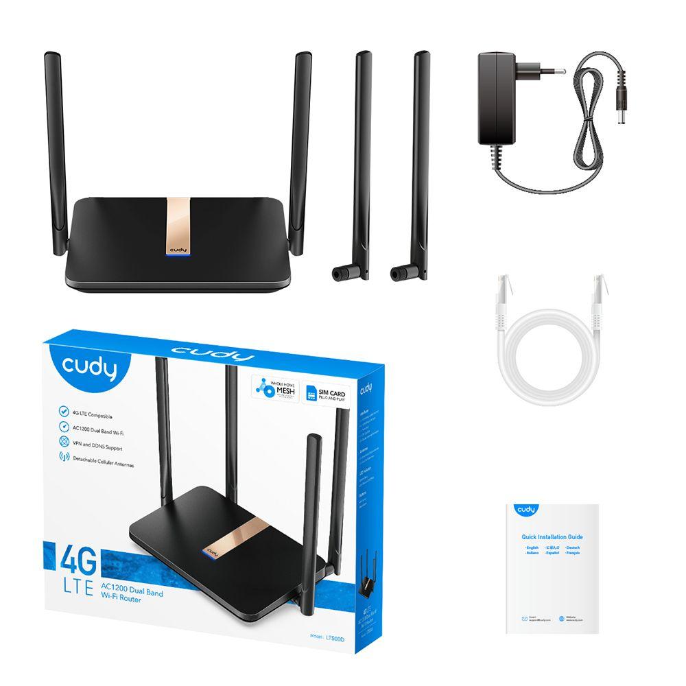 Router 4G CUDY LT500D (Wi-Fi 5 - 867 Mbit/s - Dual-band, 2,4 GHz e 5 GHz - Preto) — miniatura 5