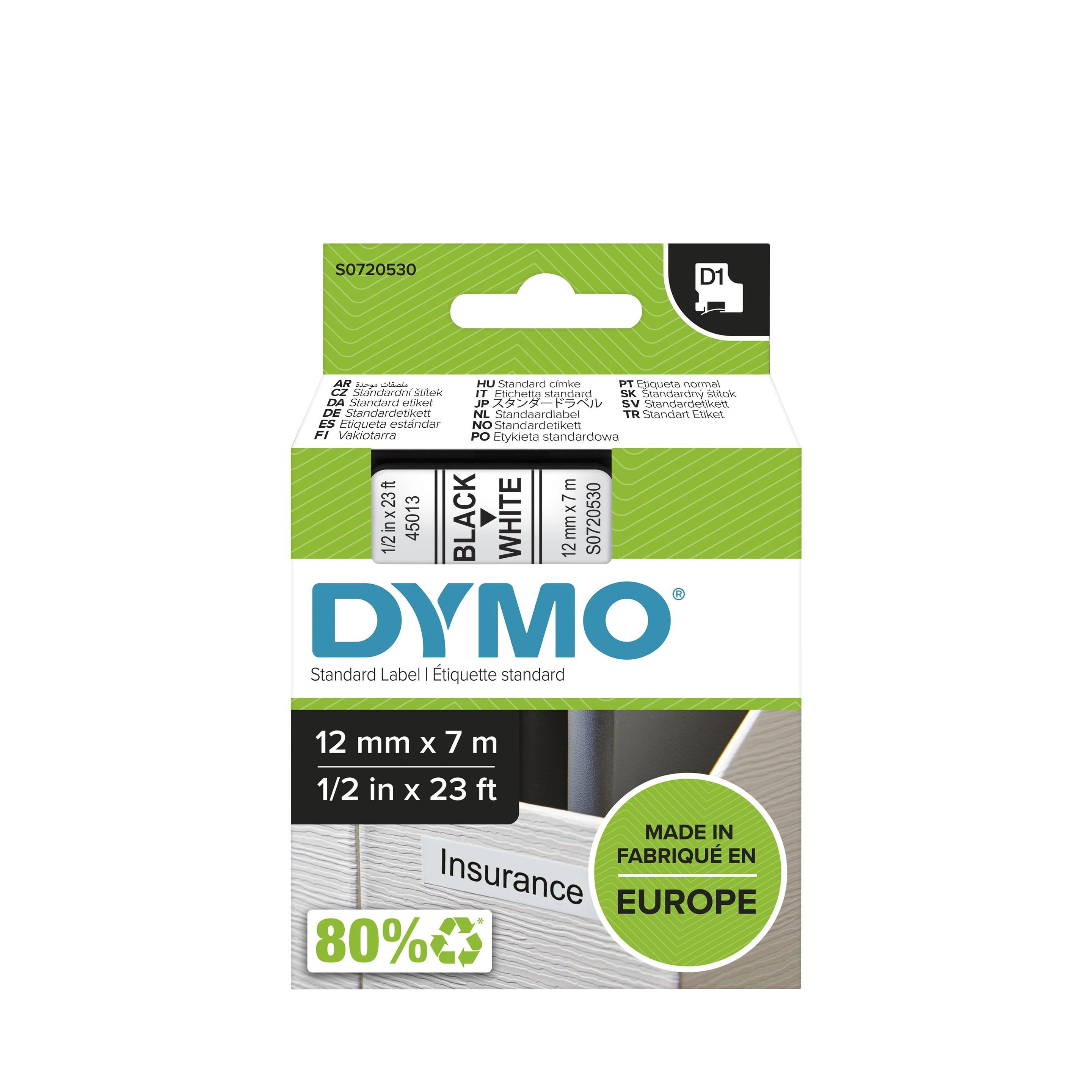 Fita de Impressão DYMO D1 ORIGINAL 45013 (Preto sobre Branco), miniatura 8