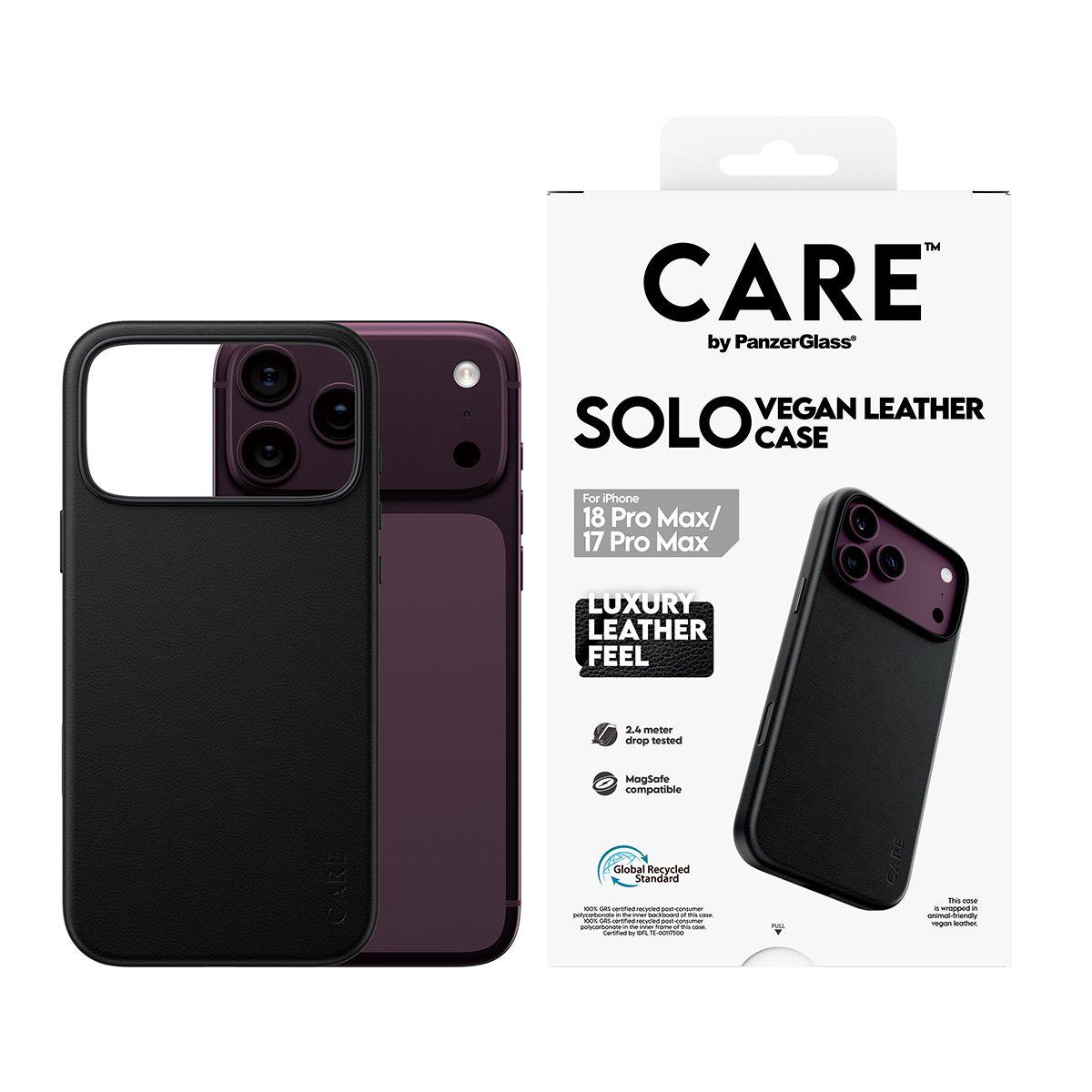 Capa PANZERGLASS CARE Solo Vegan Leather Case com MagSafe (Preto), miniatura 2