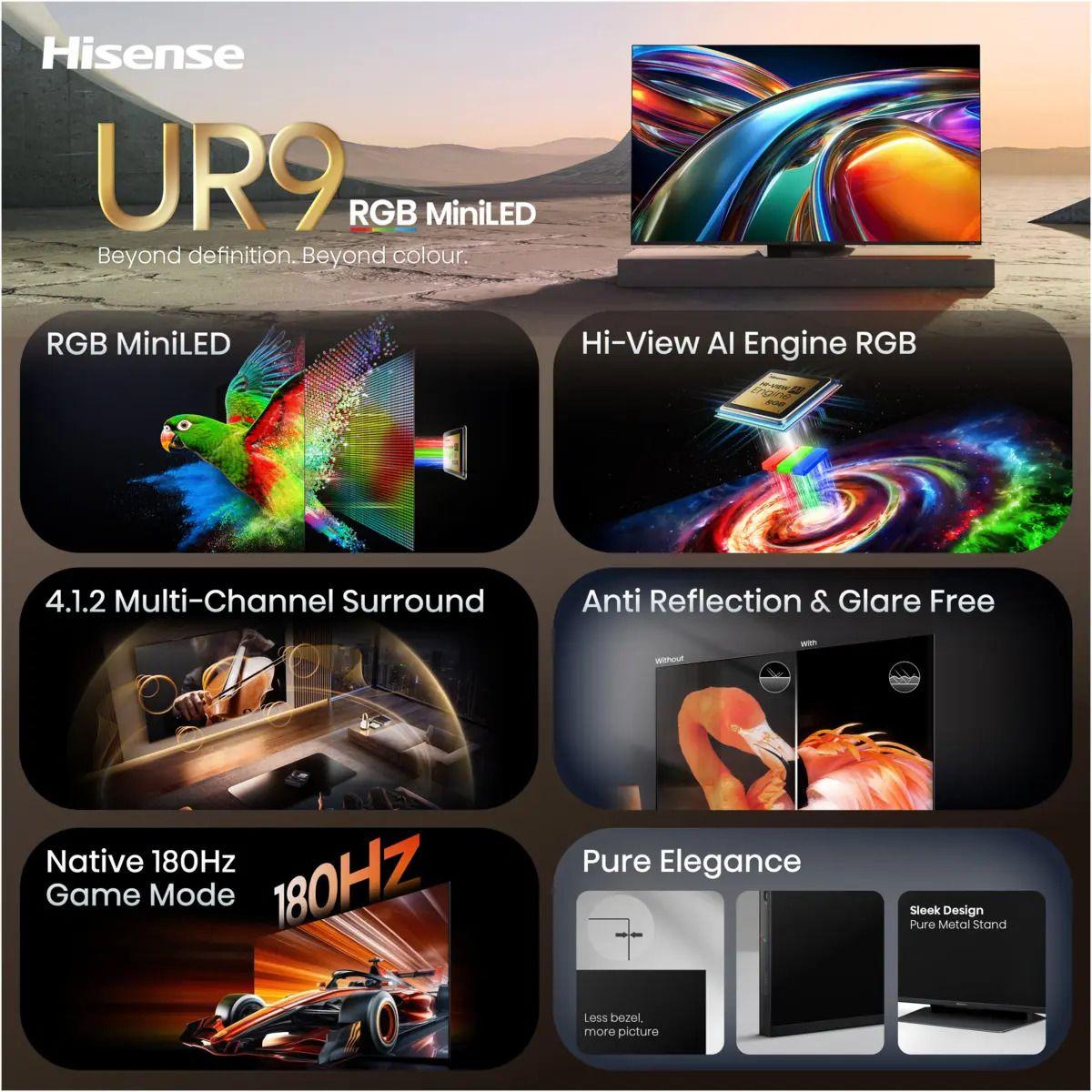 Televisão HISENSE TV 75UR9S (75" - 4K UHD - RGB Mini LED - 180 Hz - Cinzento) — miniatura 4