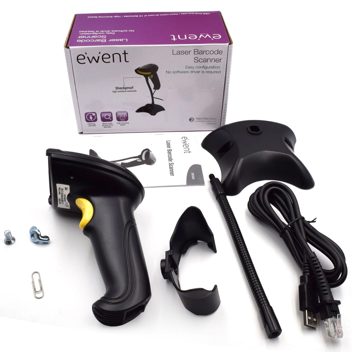 Leitor de Códigos de Barras Portátil EWENT EW3400 (Com fios - Preto) — miniatura 7