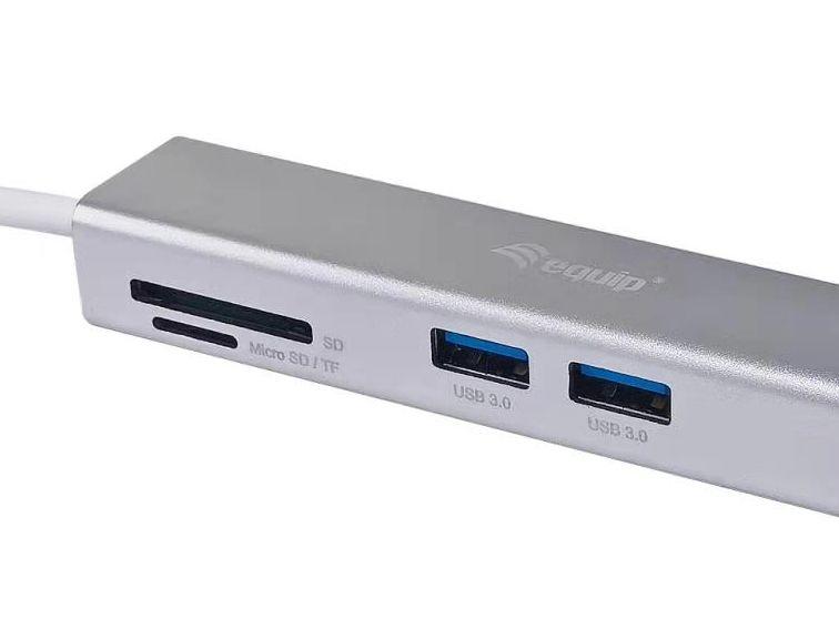 Adaptador USB-C Multiporta EQUIP 133480 (0.15 m - Prateado), miniatura 6