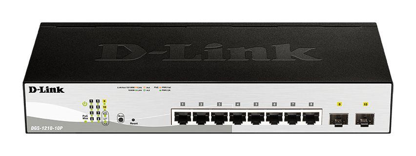 Switch D-LINK DGS-1210-10P/E (Gigabit Ethernet - 0,512 MB - 20 Gbit/s - Preto)