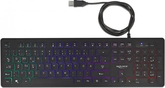 Teclado DELOCK 12115 (QWERTZ alemão - USB - Com fios - Preto), miniatura 2