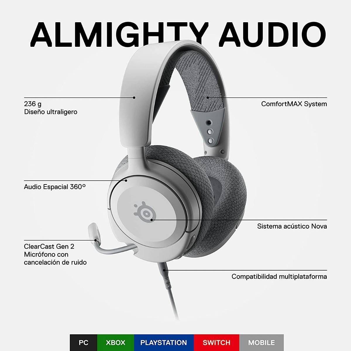 Headset Gaming STEELSERIES Arctis Nova 1 W (Binaural - Com fios - Circum-aural - Branco) — miniatura 3