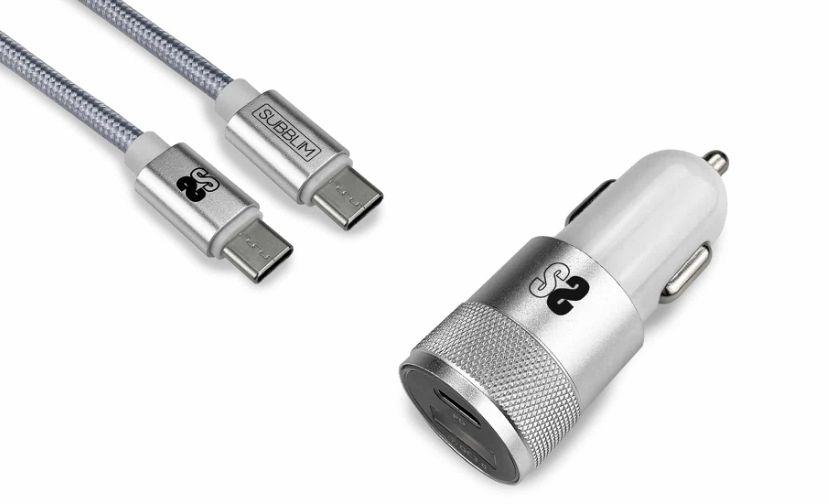 Carregador de Isqueiro SUBBLIM SUBCHG-5CPD10 (20 W - Prateado)