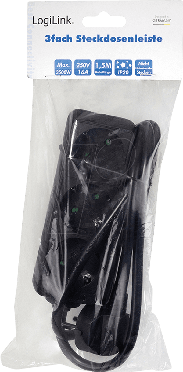 Régua de Tomadas LOGILINK LPS205B (TÜV & GS - Tipo F - Preto), miniatura 4