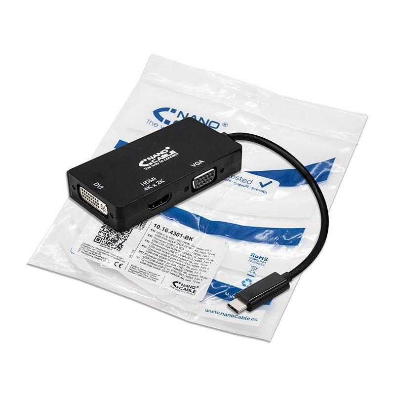 Adaptador Multiporta NANOCABLE 10.16.4301-BK (0,1 m - VGA - USB Type-C - Preto) — miniatura 4