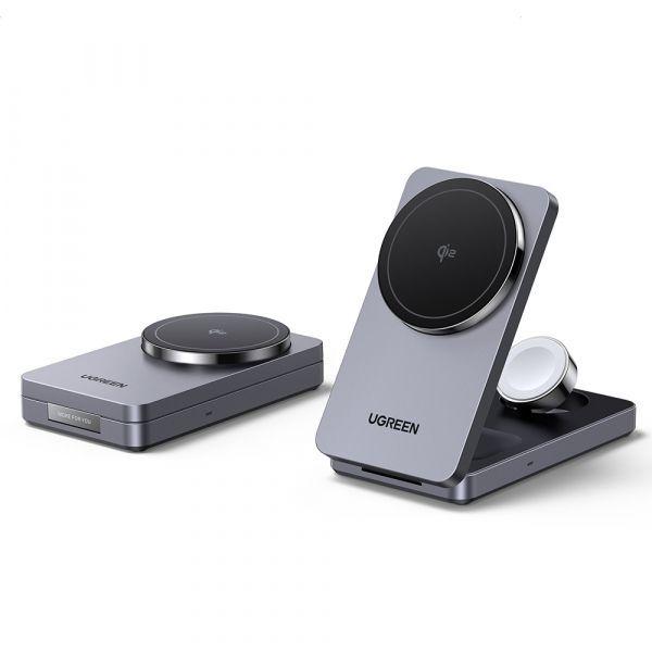 Carregador Sem Fios 3 em 1 UGREEN W707 (Até 25 W - Cinzento)