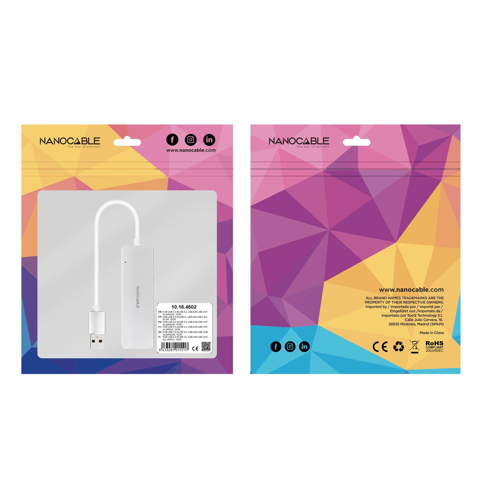 Hub USB NANOCABLE 10.16.4602 (0,18 m - Prateado) — miniatura 5
