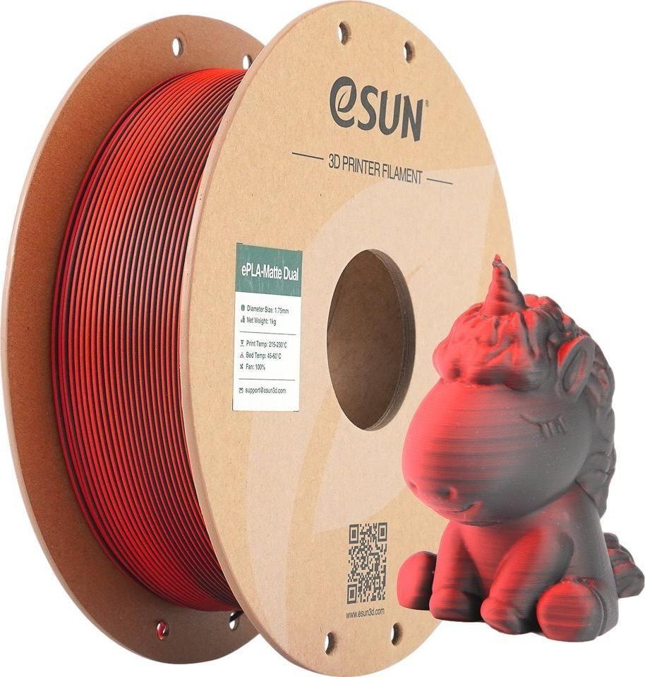 Filamento 3D ESUN PLA Matte Dual PLA-MTD175B-BR1P1 (Vermelho e Preto)