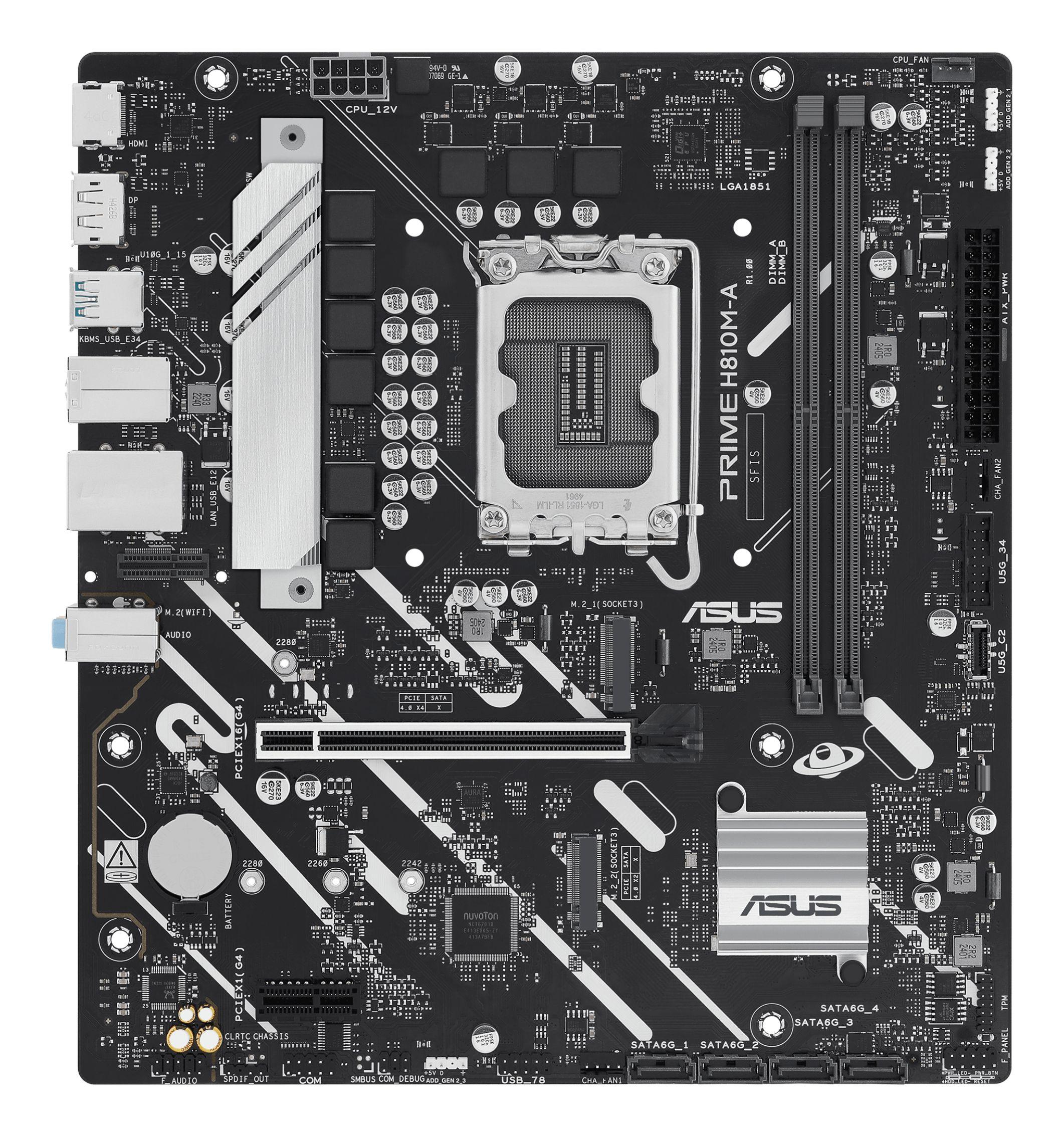 Motherboard ASUS PRIME H810M-A-CSM (LGA 1851 (Socket V1) - Intel Core Ultra - micro ATX - Preto) — miniatura 2