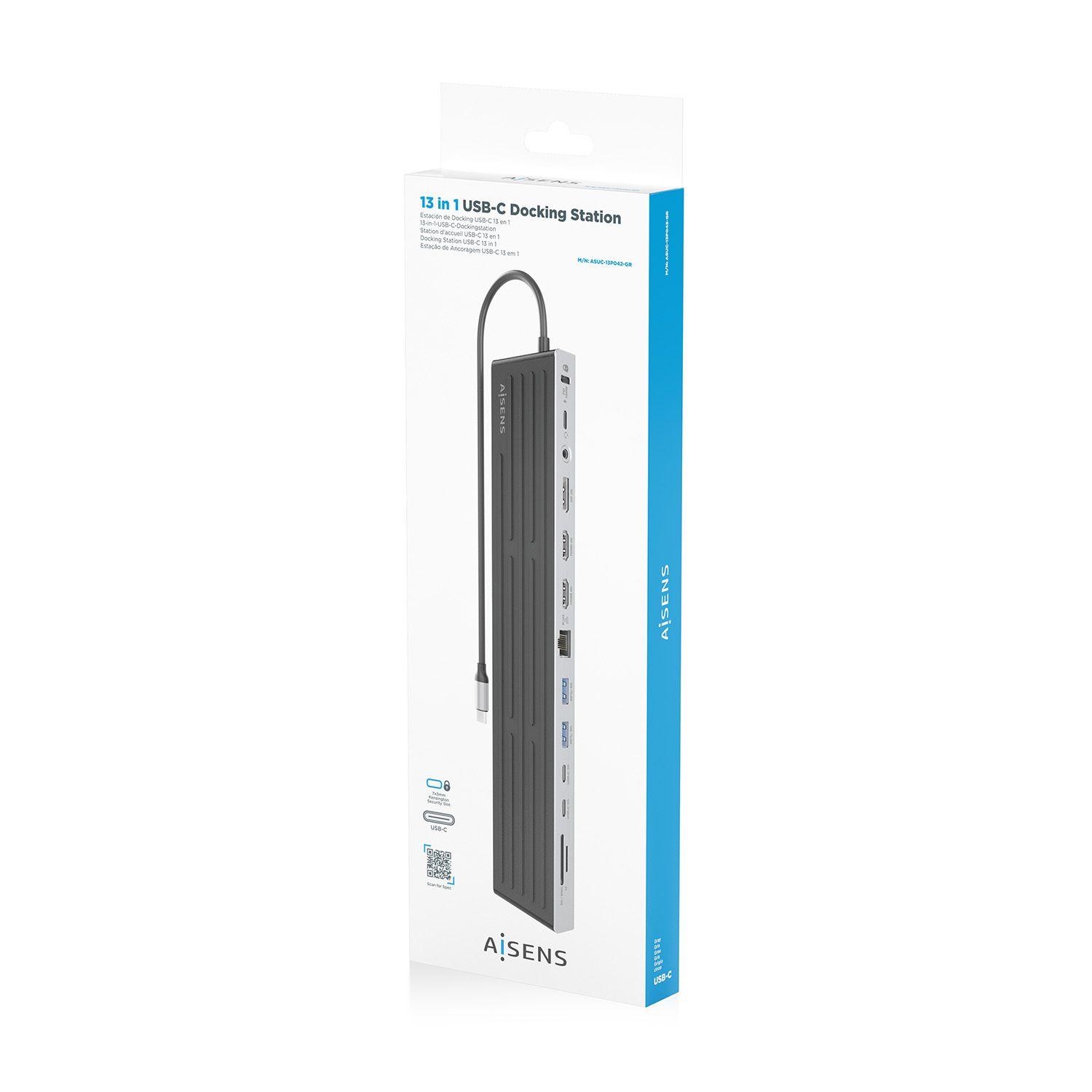 Dock USB-C AISENS ASUC-13P042-GR (0,3 m - Cinzento), miniatura 7