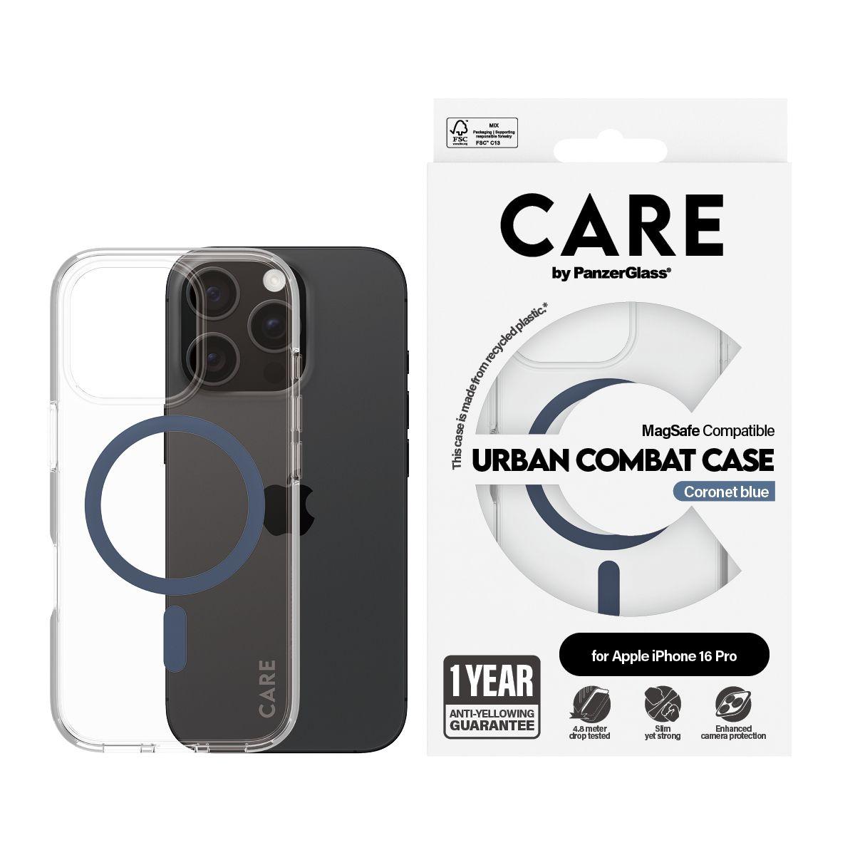 Capa PANZERGLASS CARE Urban Combat para iPhone 16 Pro (Apple - Transparente com Azul), miniatura 2