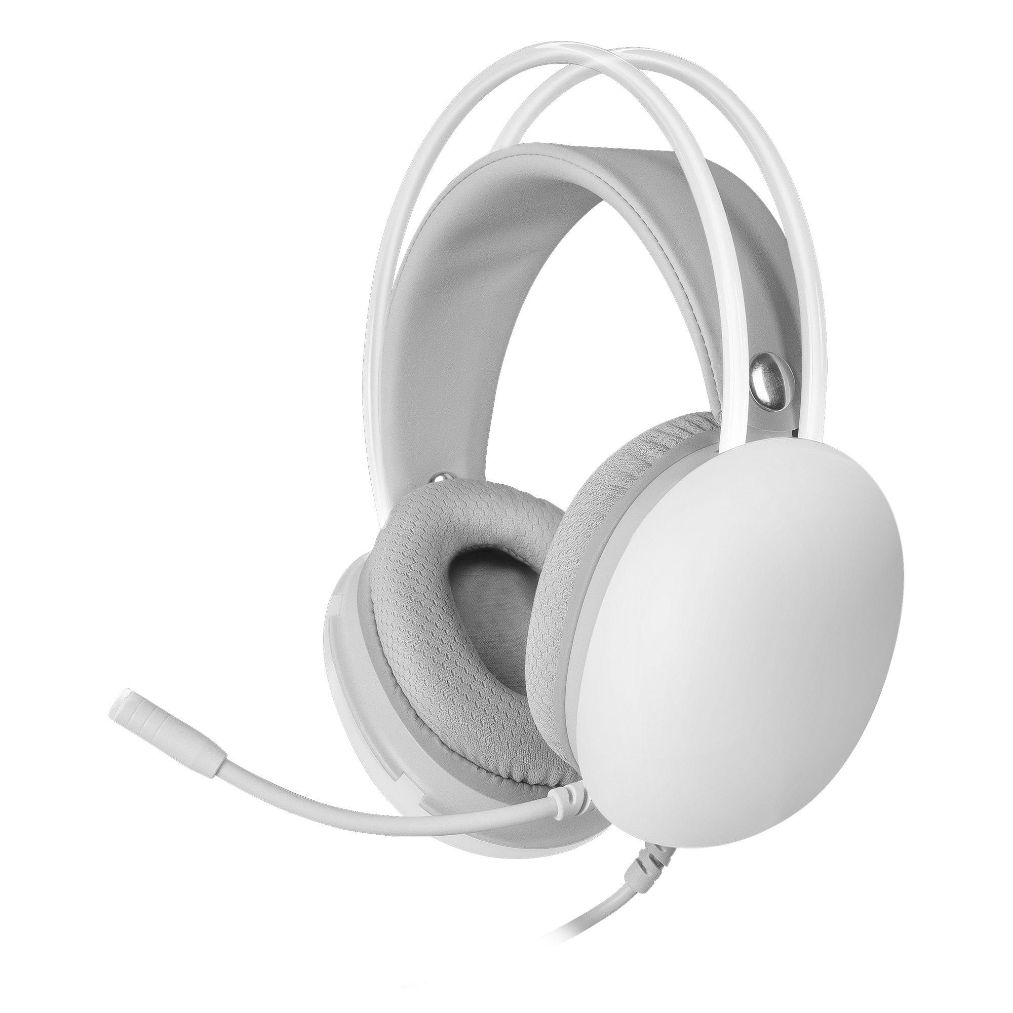 Headset Gaming MARS GAMING MH-GLOW (Binaural - Com fios - Circum-aural - Branco)