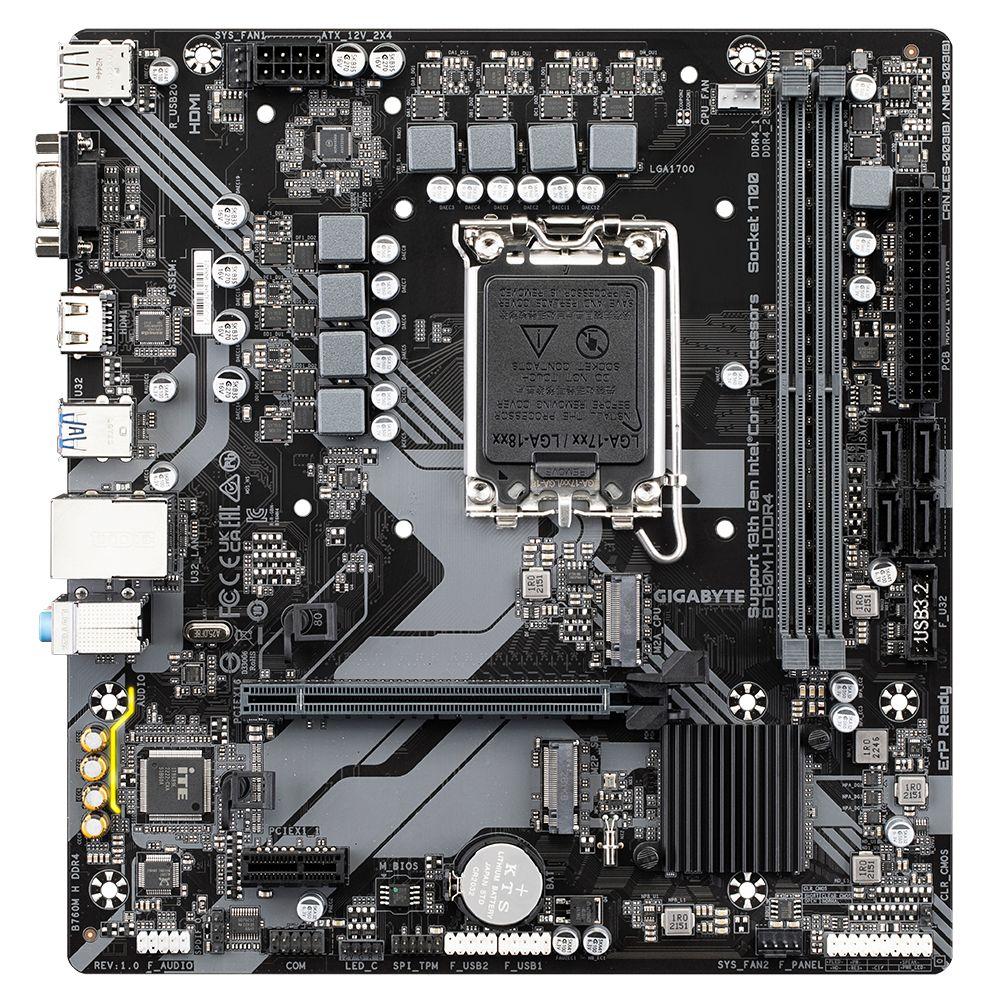 Motherboard GIGABYTE B760M H DDR4 (LGA 1700 - microATX - Duplo canal - Castanho) — miniatura 2