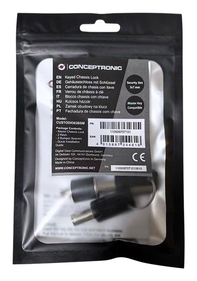 Cadeado Antirroubo para PC CONCEPTRONIC CUSTODIO03BSM (Chave Mestra - Preto), miniatura 3