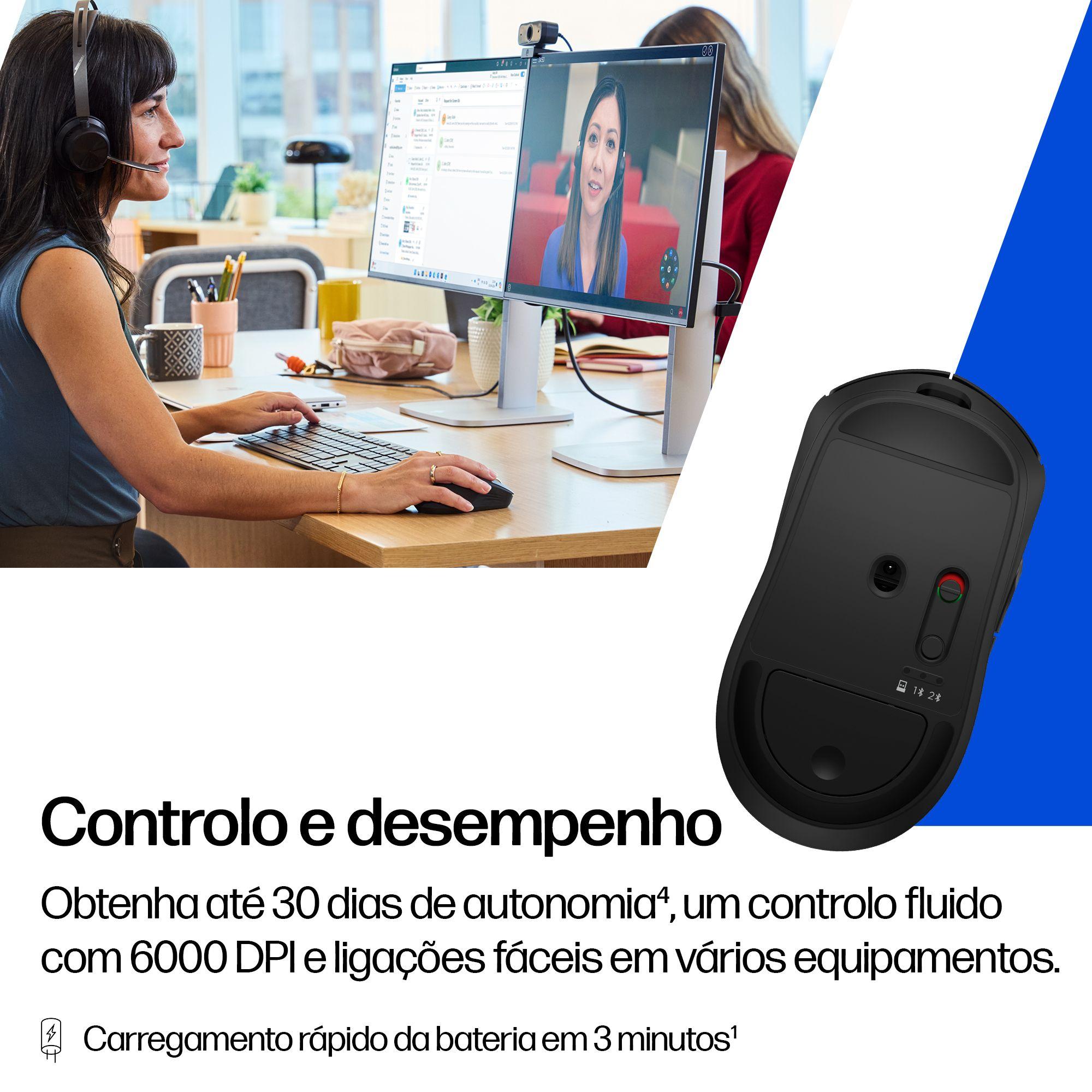 Rato HP 705 (Ambidestro - 6000 DPI - Ótico - Preto), miniatura 5