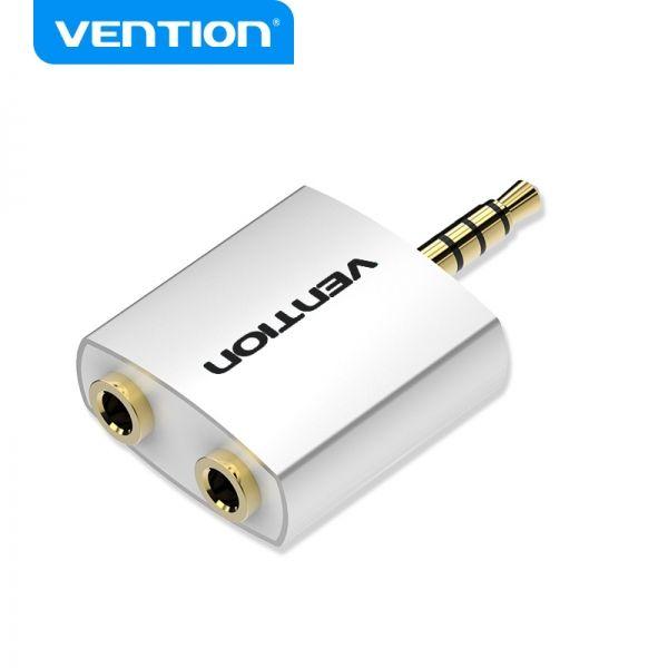 Adaptador Duplicador de Áudio VENTION BDAW0 (2 x Jack 3,5 mm - Jack 3,5 mm - Prateado)