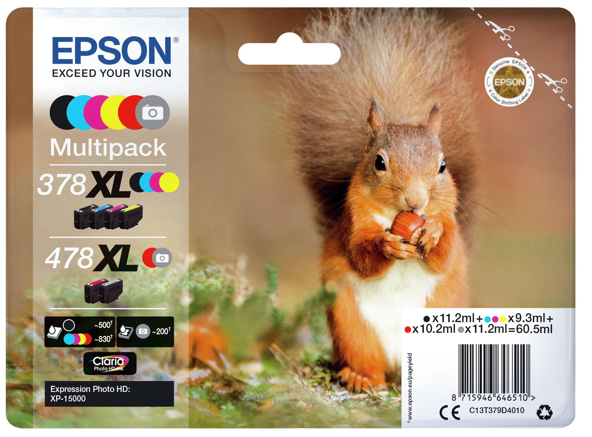 Conjunto de Tinteiros EPSON 378XL/478XL (6 Cores - Preto, Ciano, Magenta, Amarelo, Vermelho e Cinzento)