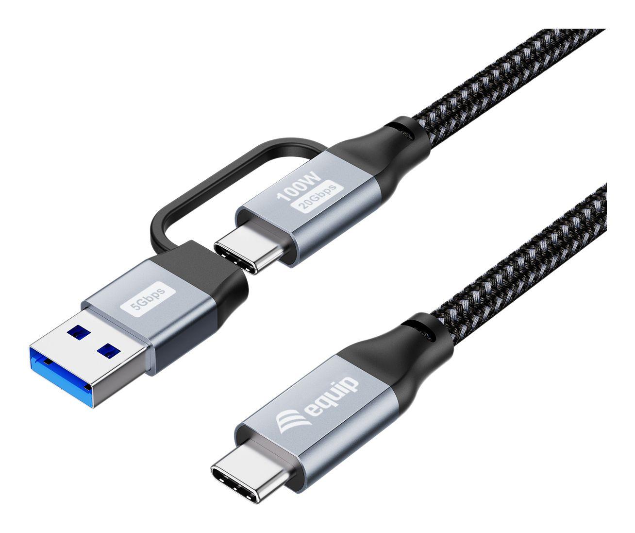 Cabo USB EQUIP 128432 (2 m - USB C - USB A/USB C - Preto)