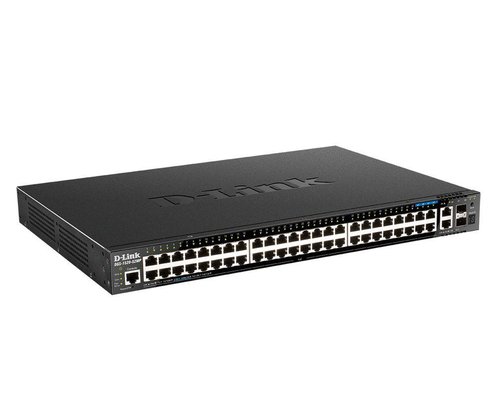Switch D-LINK DGS-1520-52MP/E (Gigabit Ethernet - 188 Gbit/s - L3 - Preto)