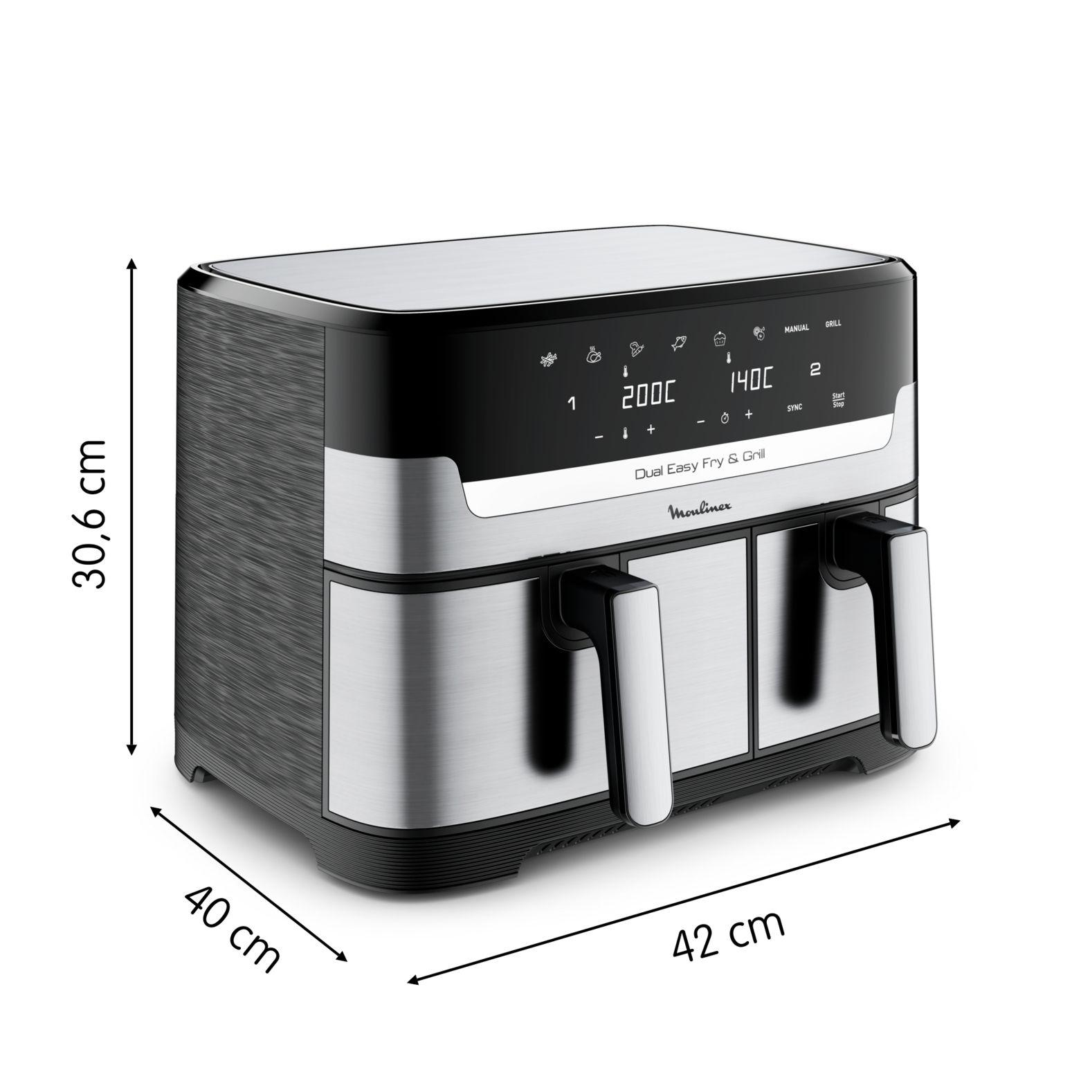 Fritadeira a Ar Independente MOULINEX Dual Easy Fry XXL EZ905D20 (2450 W - 200 °C - 40 °C - Inox/Preto), miniatura 2