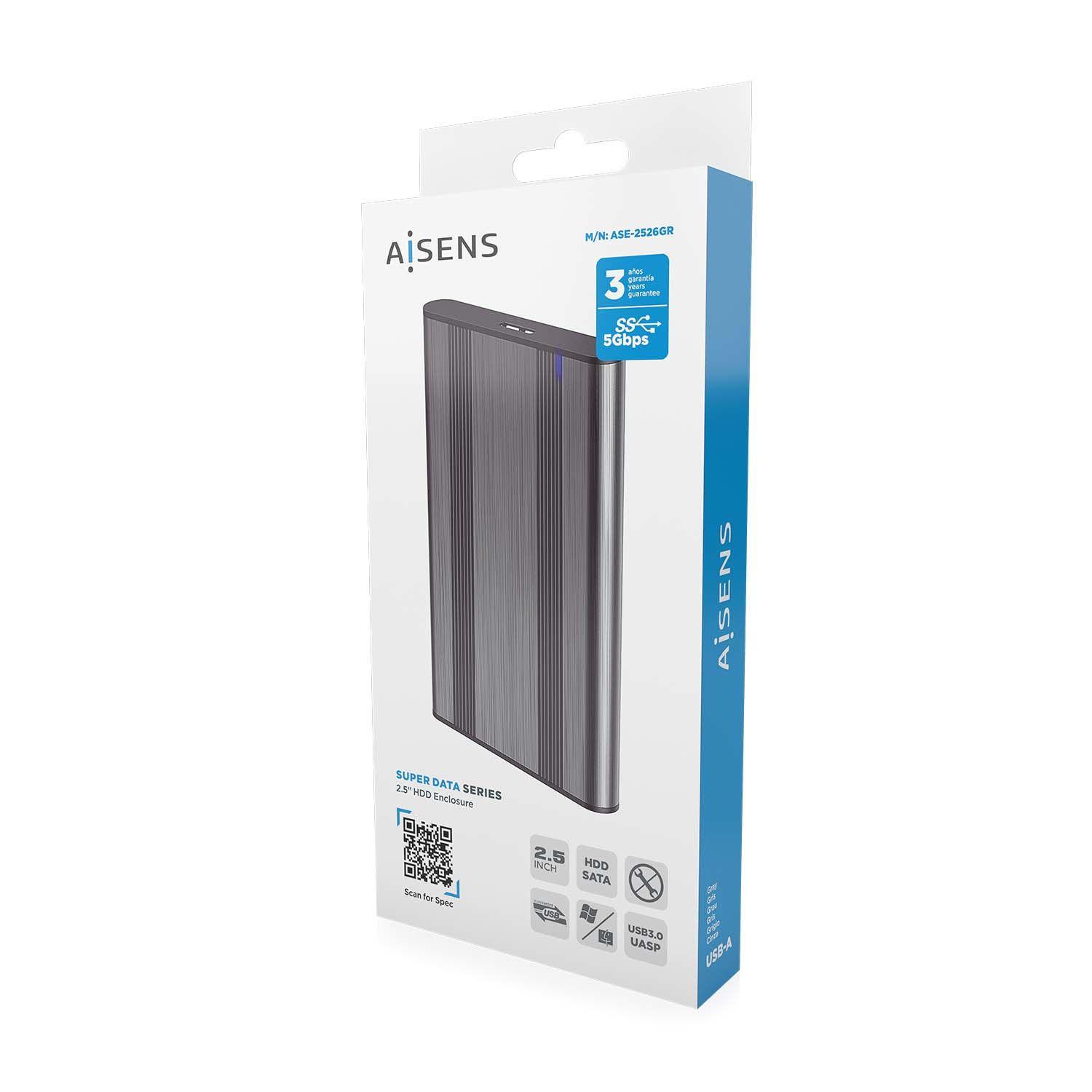 Caixa Externa AISENS ASE-2526GR (2,5" - Cinzento) — miniatura 6