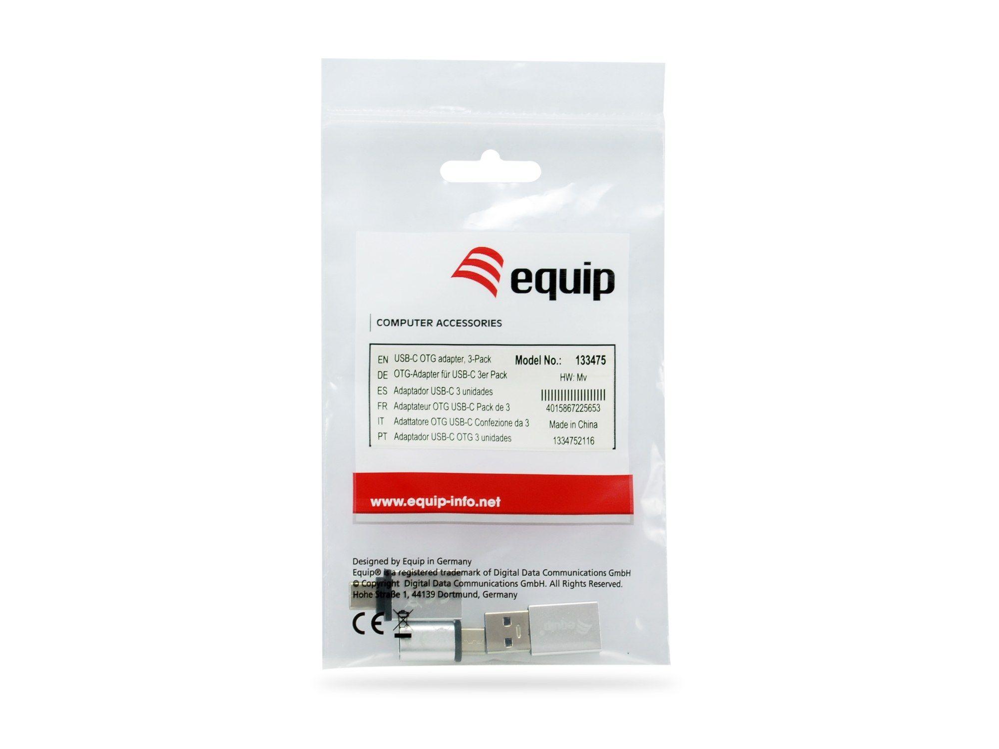 Pack de Adaptadores USB OTG EQUIP 133475 (USB A, Micro-USB, USB C - USB C, USB C, USB A - Prateado)