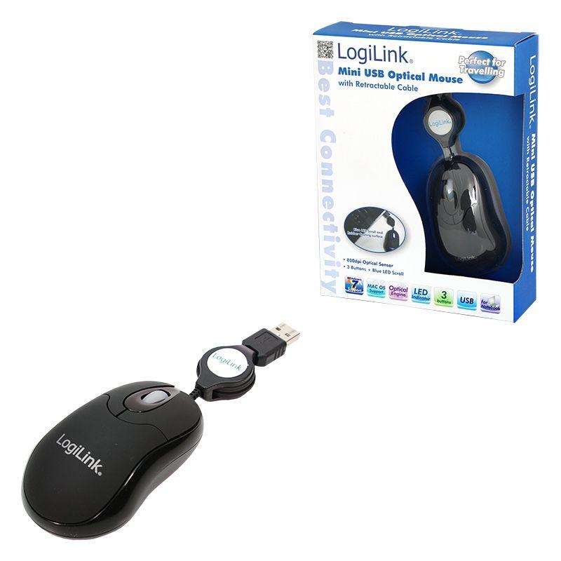 Rato LOGILINK ID0016 Mini (Ambidestro - 800 DPI - Ótico - Preto) — miniatura 3