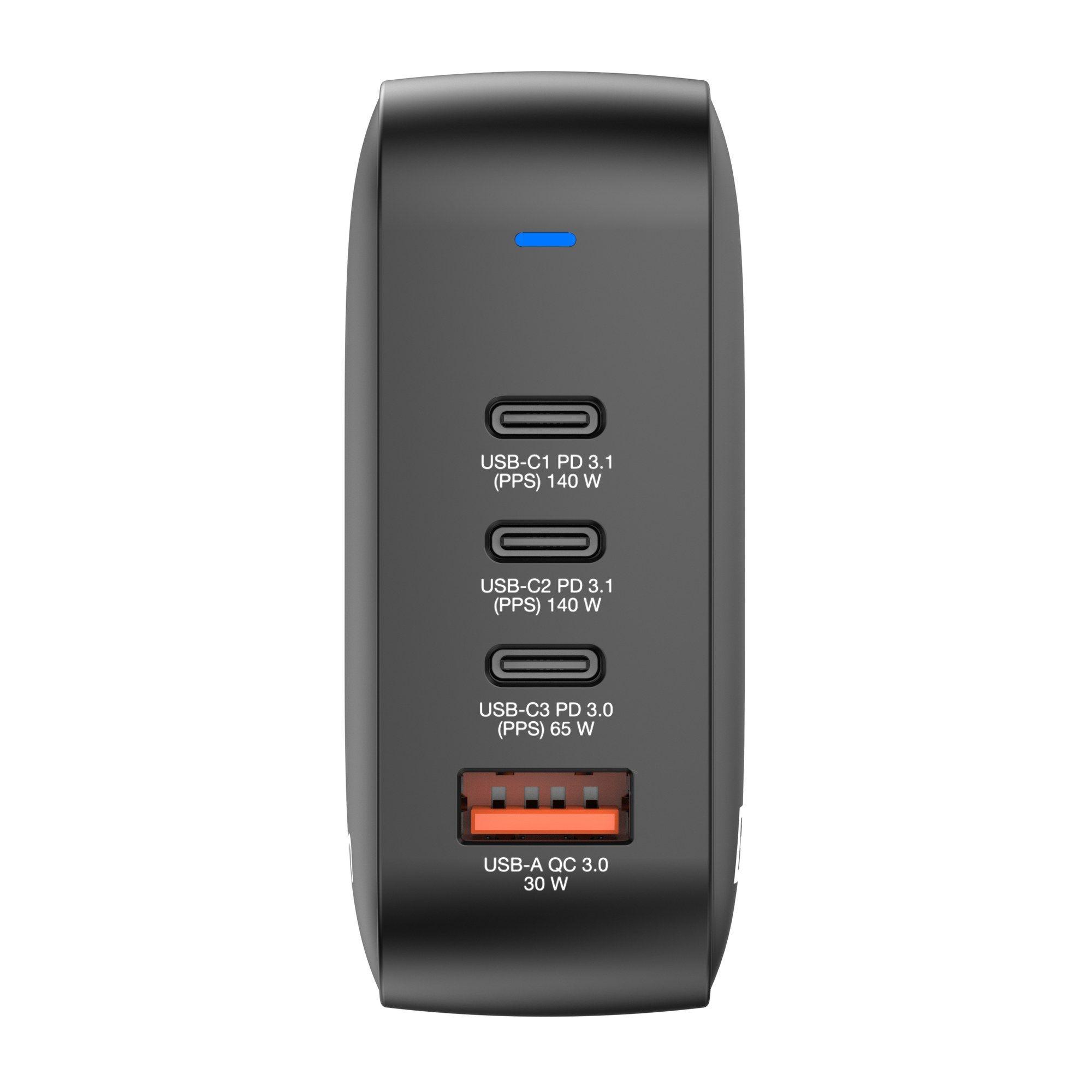 Carregador de Parede VERBATIM Mini GaN 165W 4 Port US/EU/UK ADP (165 W - Sim, revisão 3.1 - 100 W - Preto), miniatura 4