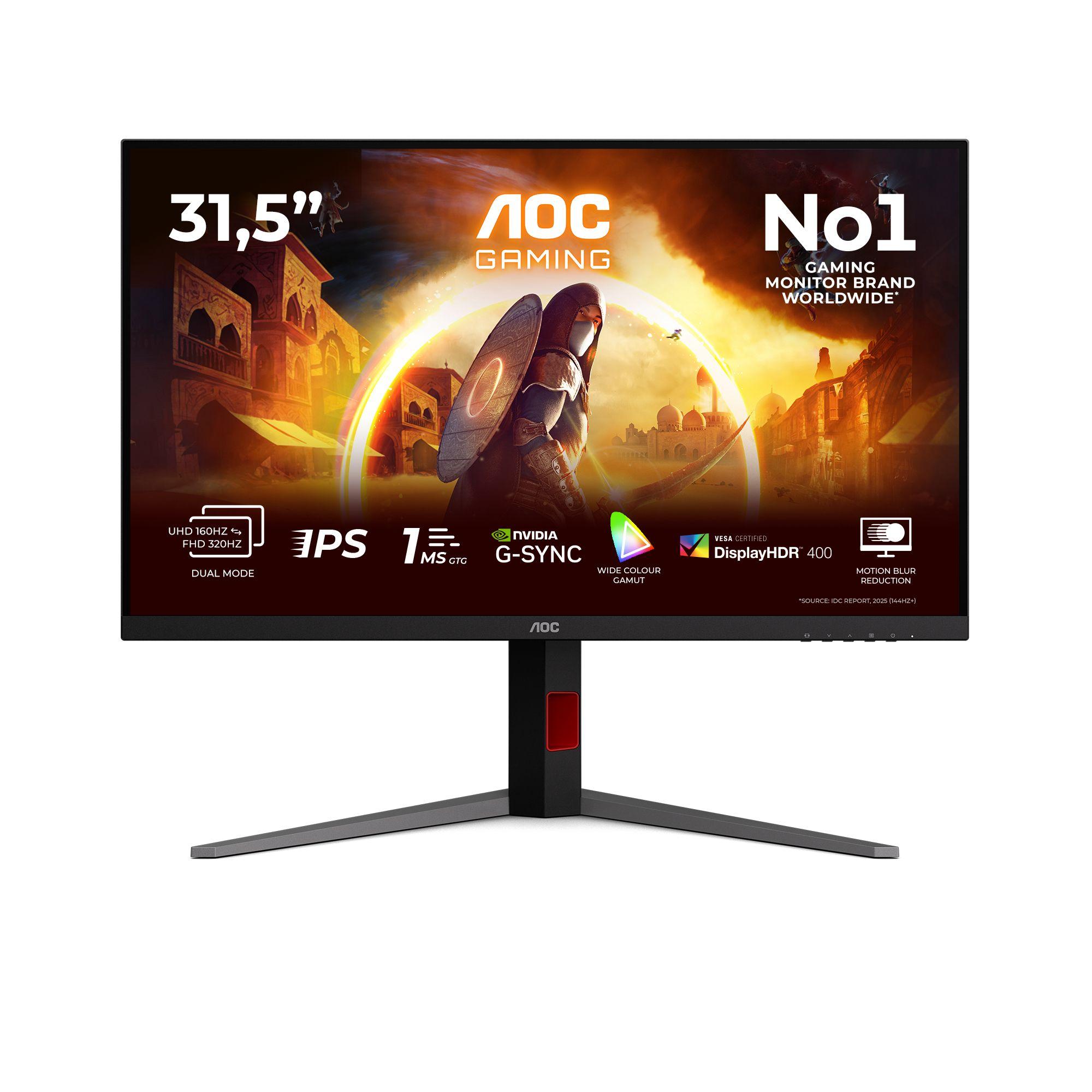 Monitor AOC U32G4U (31,5" - Fast IPS - 160 Hz - Preto e Vermelho)