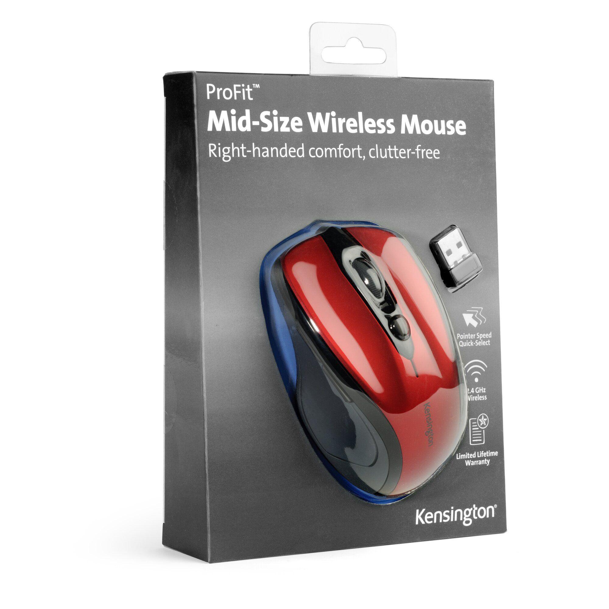 Rato KENSINGTON Pro Fit Mid-Size K72422WW (Mão direita - 1600 DPI - Ótico - Vermelho-rubi) — miniatura 7