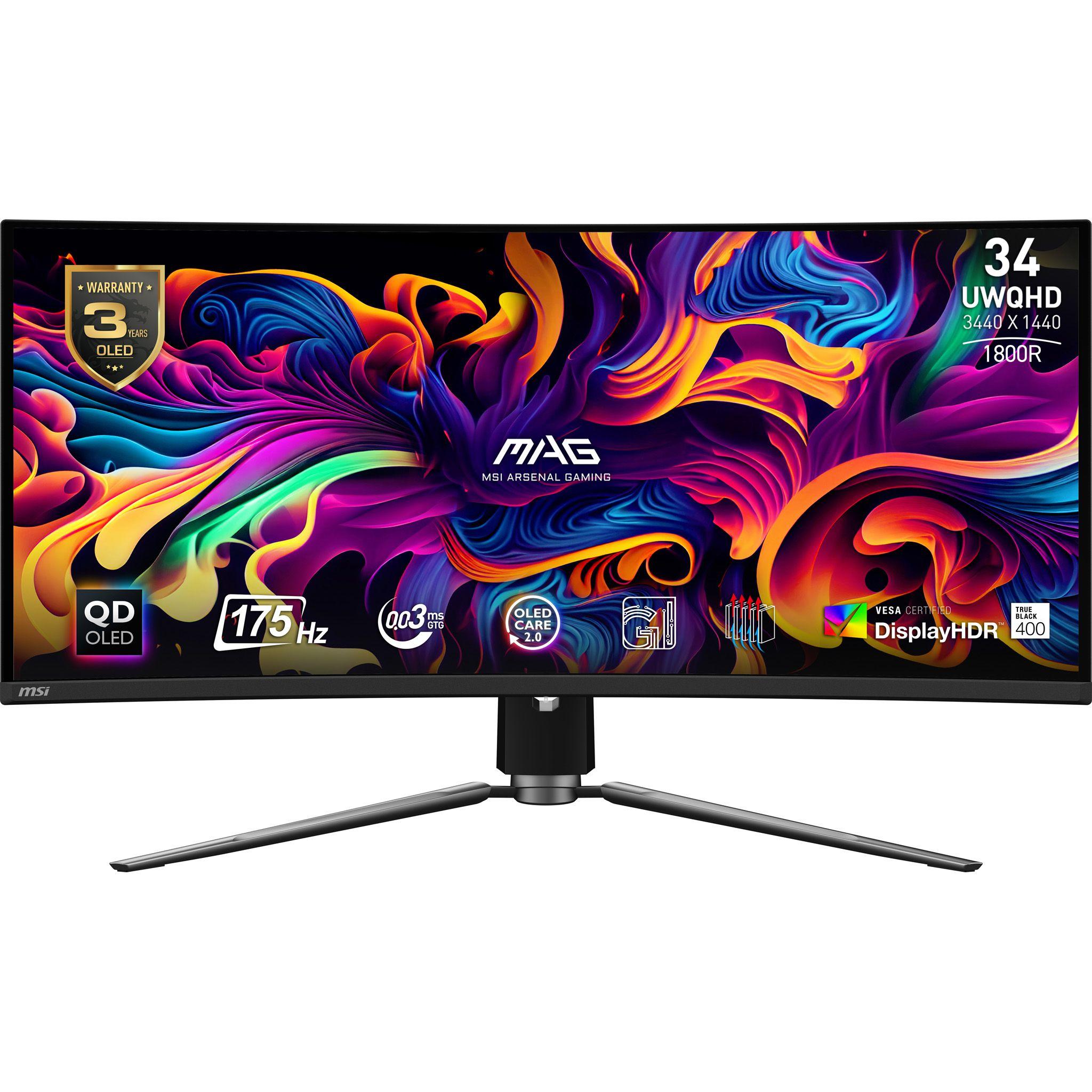 Monitor MSI MAG 341CQP QD-OLED (34" - OLED - 175 Hz - Preto)