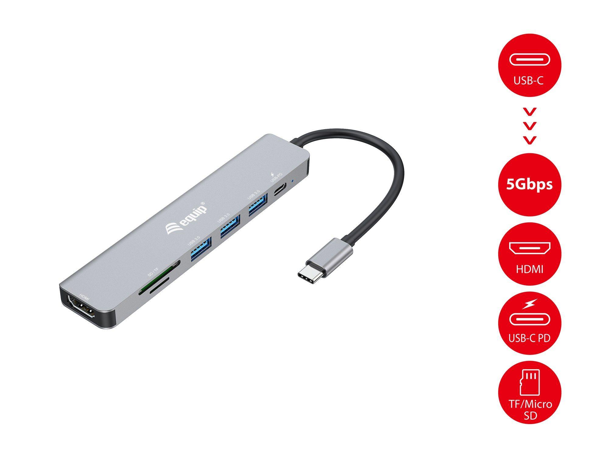 Adaptador USB-C Multiporta EQUIP 133494 (0,25 m - Prateado), miniatura 5