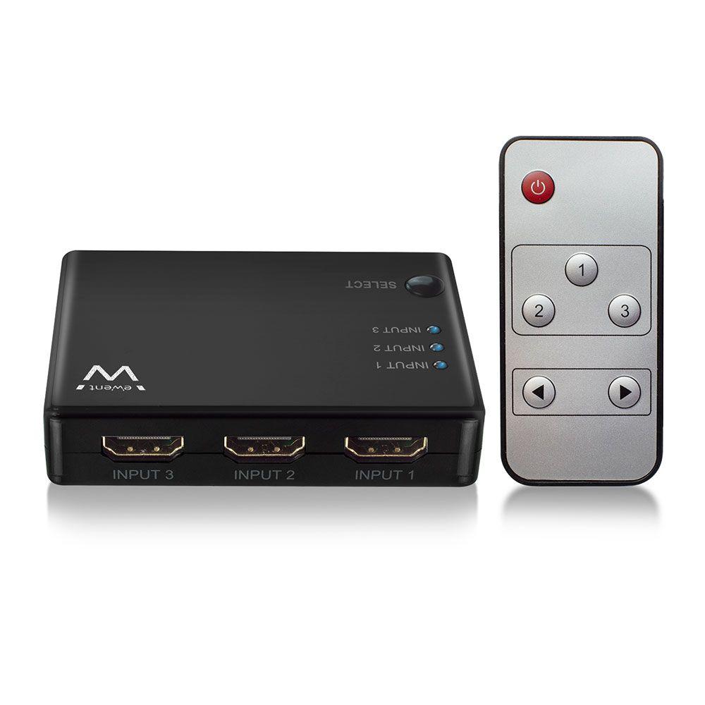 Comutador HDMI EWENT EW3730 (30 Hz - Preto)