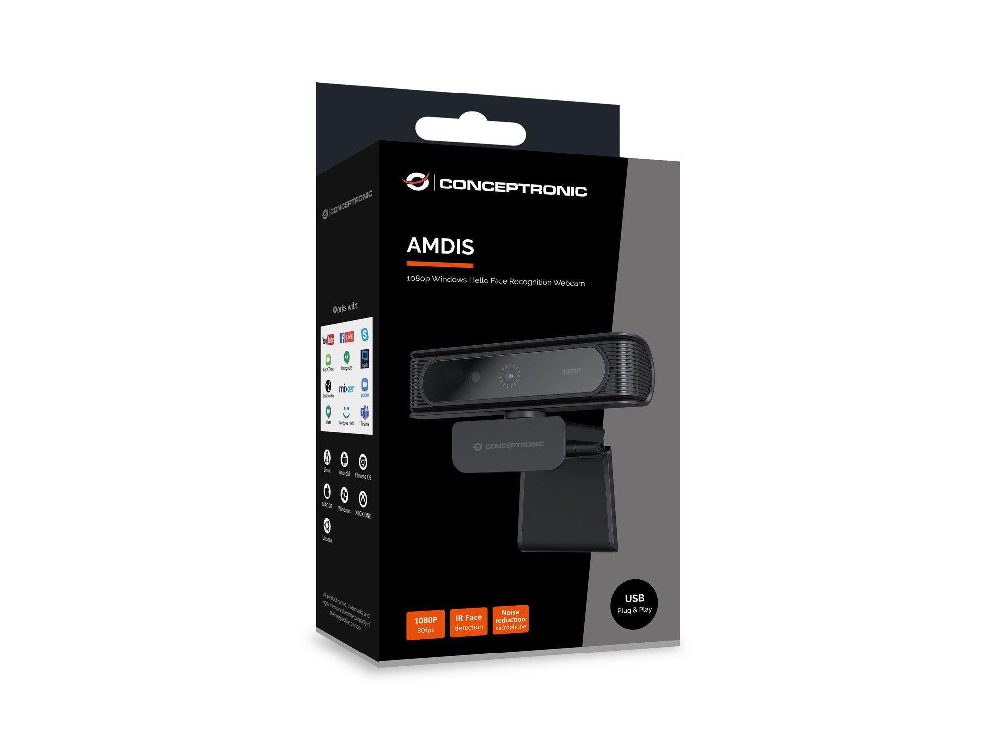 Webcam CONCEPTRONIC AMDIS09B (2 MP - 30 fps - 1920 x 1080 pixels - Preto) — miniatura 8