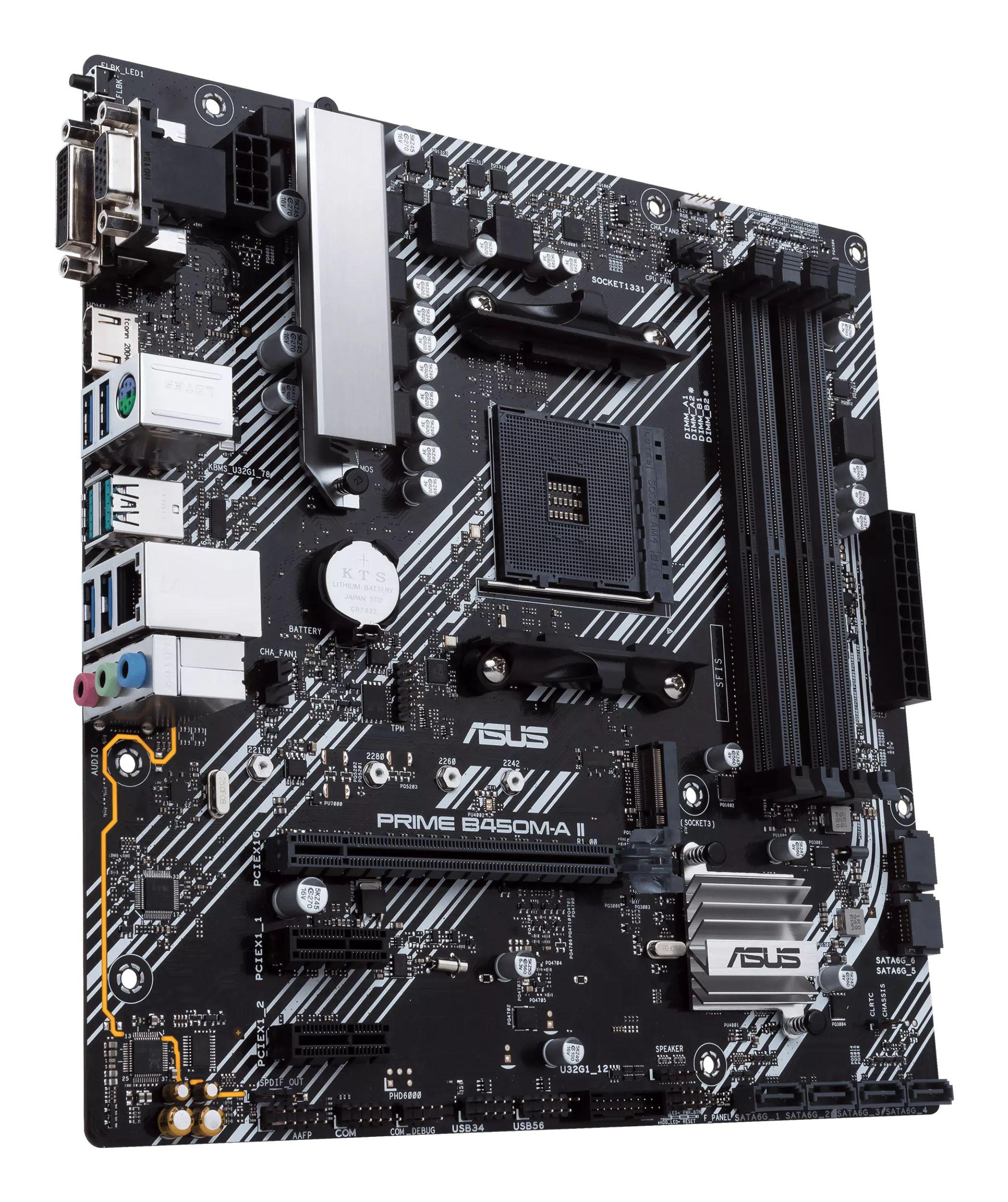 Motherboard ASUS PRIME B450M-K II (AM4 - micro ATX - DDR4-SDRAM - Preto e Cinzento), miniatura 6