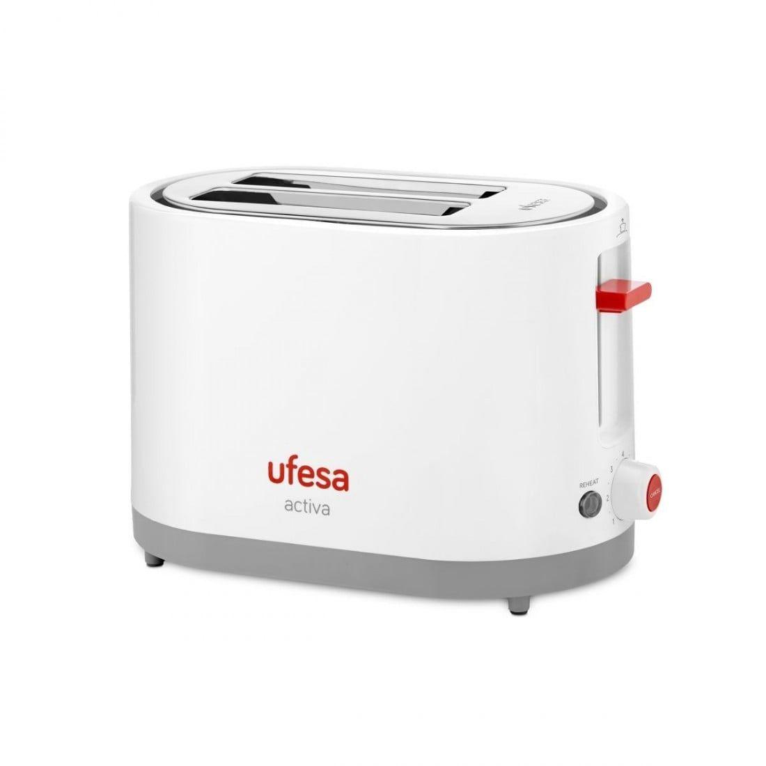Torradeira UFESA TT7385 (800 W - 2 fatias - Metal, Plástico - Cinzento, Vermelho e Branco)