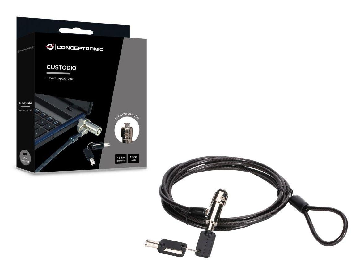 Cadeado Antirroubo para Portátil CONCEPTRONIC CUSTODIO02BNM (Nano - 1,8 m - Preto) — miniatura 2