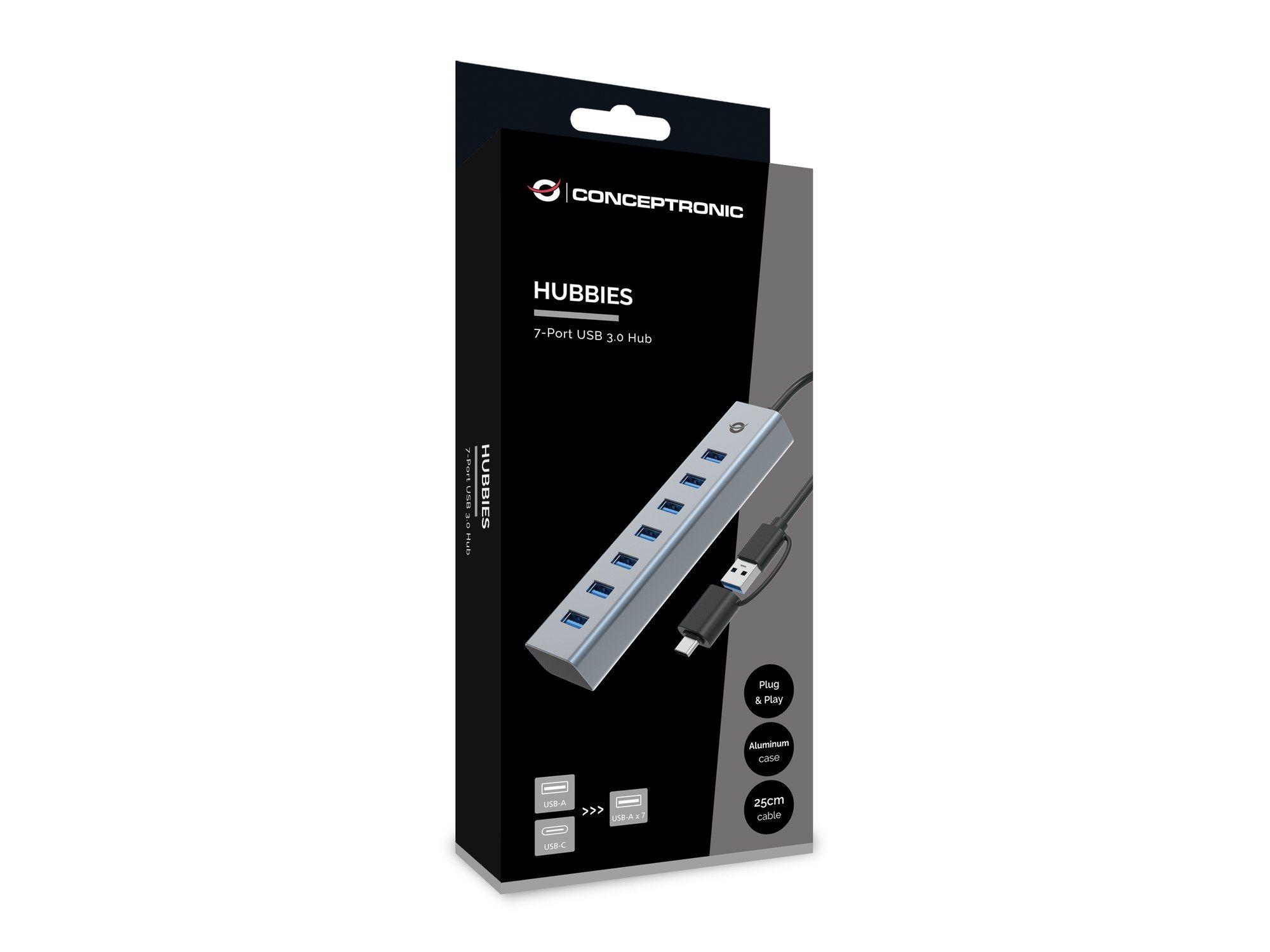 Hub USB CONCEPTRONIC HUBBIES21G (0,25 m - Cinzento) — miniatura 4